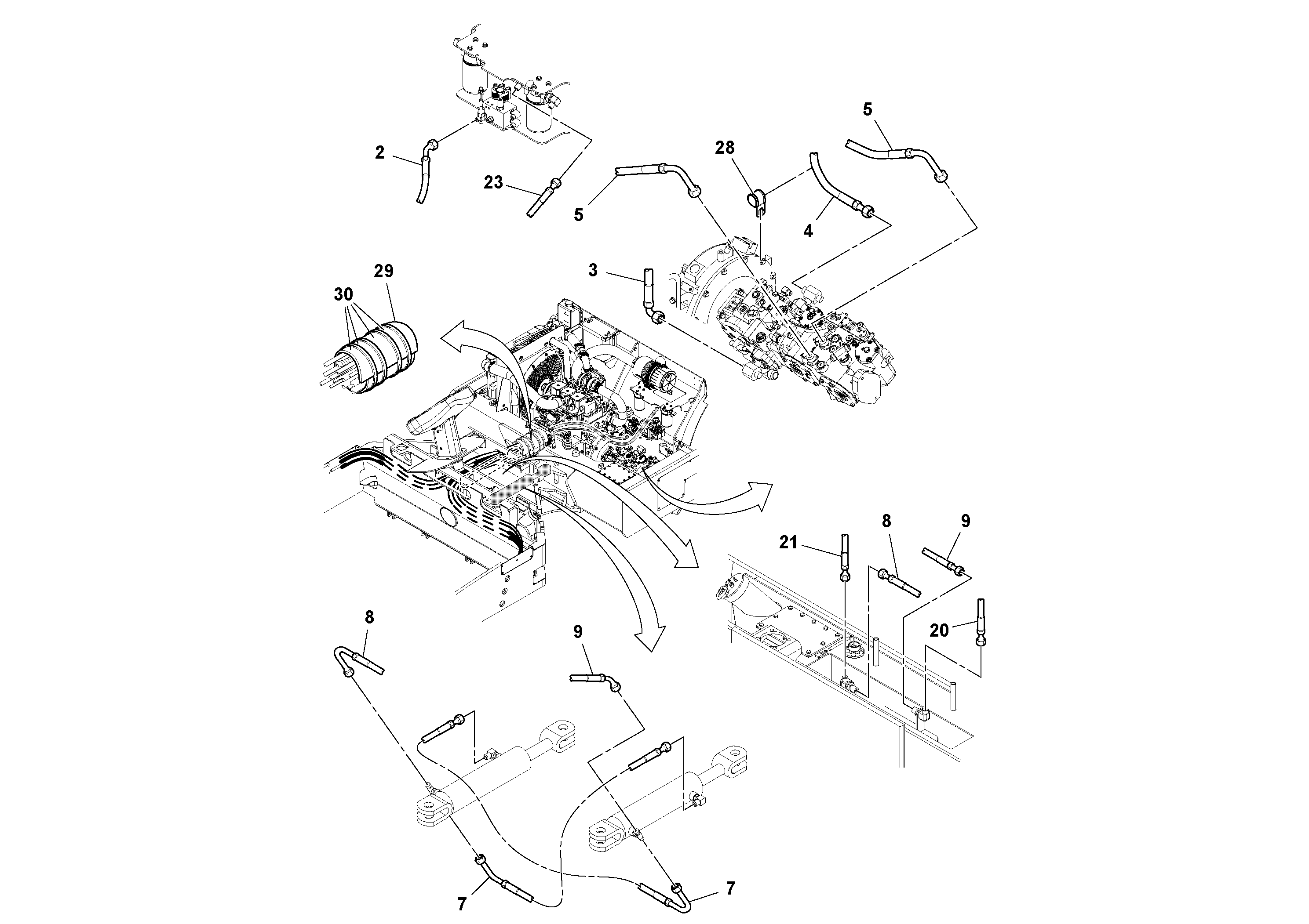 Схема запчастей Volvo DD132HF/DD138HF/HA/HFA S/N 197527- - 12051 Front Hosing Installation 