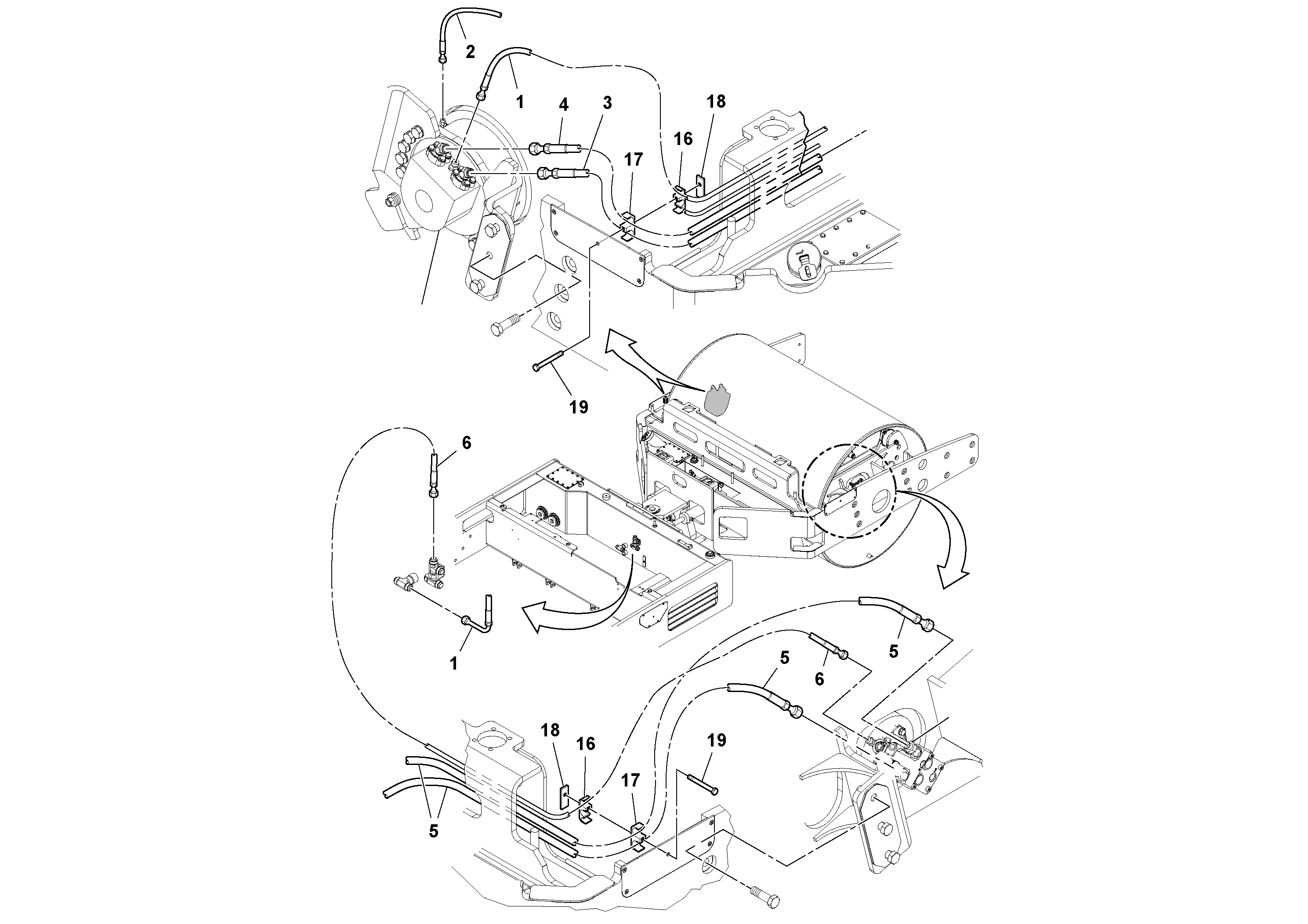 Схема запчастей Volvo DD132HF/DD138HF/HA/HFA S/N 197527- - 19889 Front Hosing Installation 