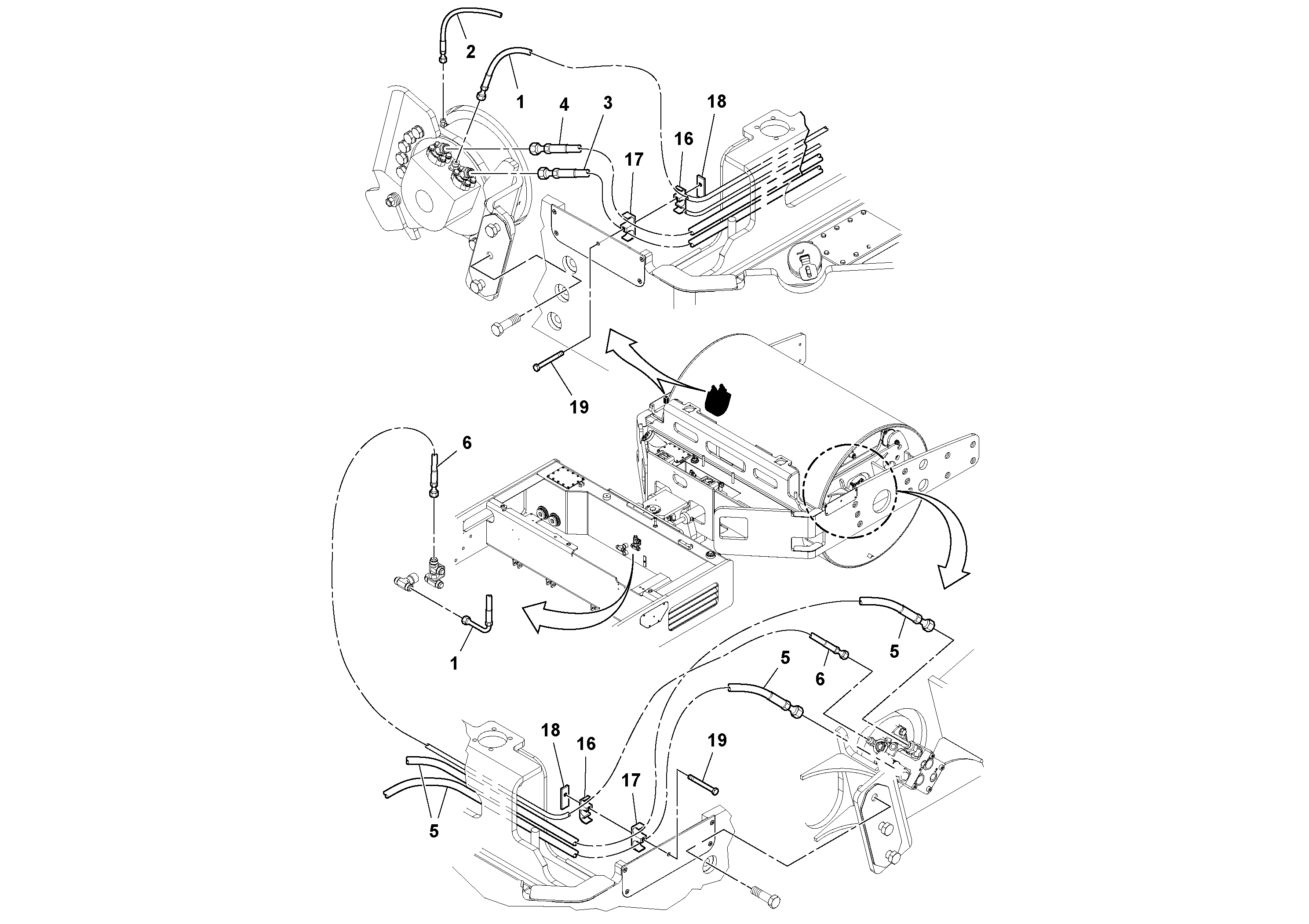 Схема запчастей Volvo DD132HF/DD138HF/HA/HFA S/N 197527- - 21734 Front Hosing Installation 