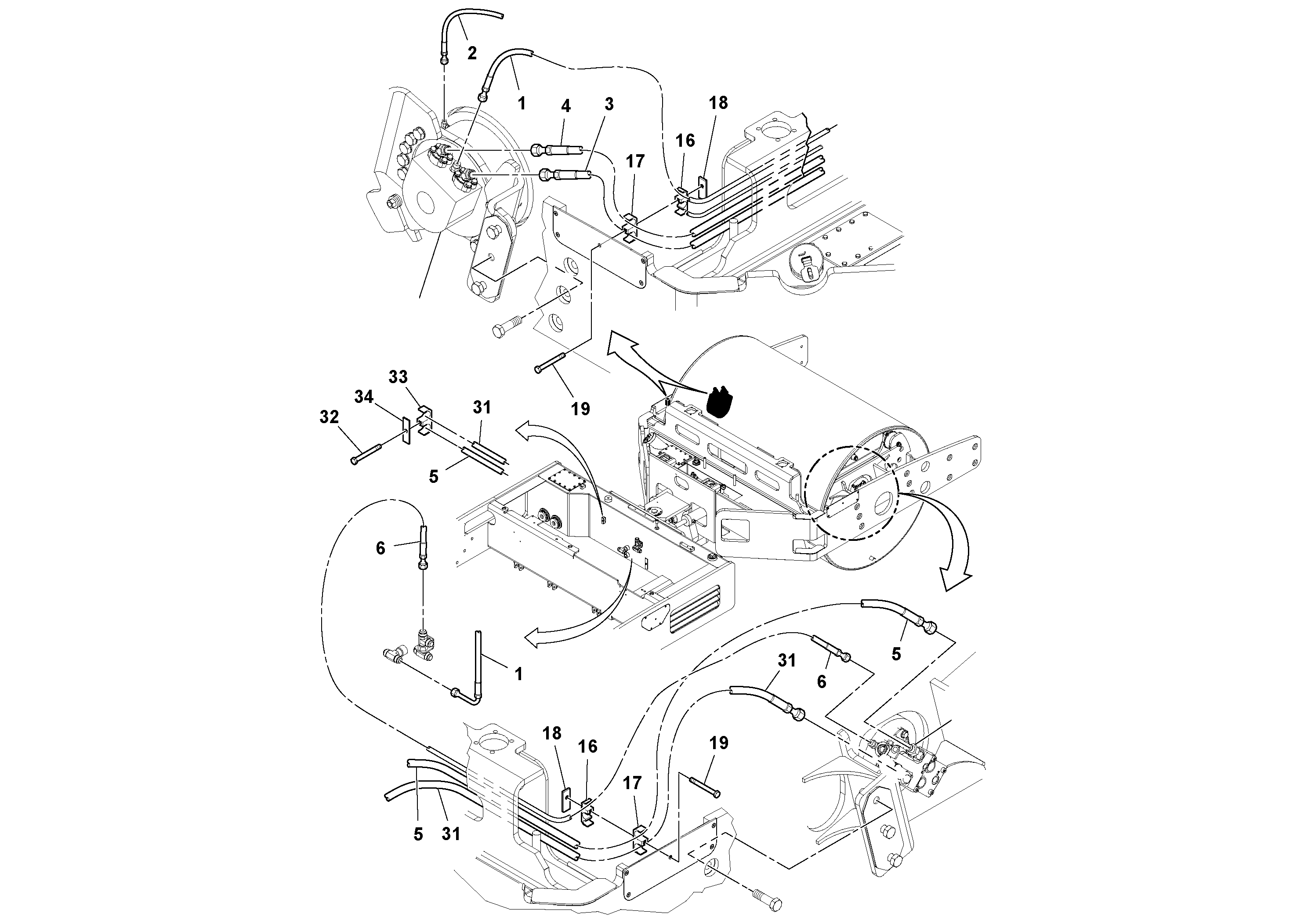 Схема запчастей Volvo DD132HF/DD138HF/HA/HFA S/N 197527- - 37197 Front Hosing Installation 