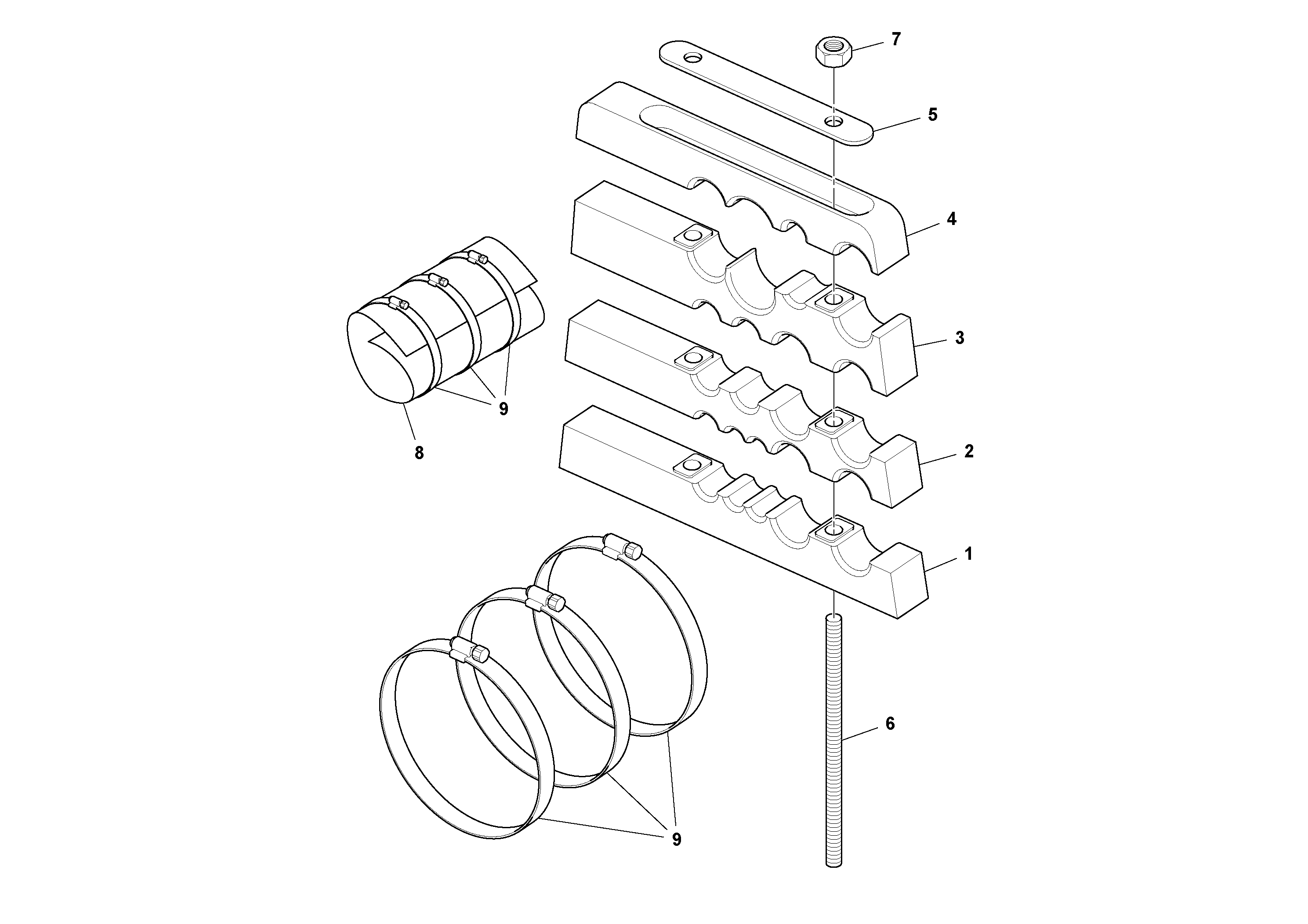 Схема запчастей Volvo DD132HF/DD138HF/HA/HFA S/N 197527- - 49003 Bulk Clamp Installation 