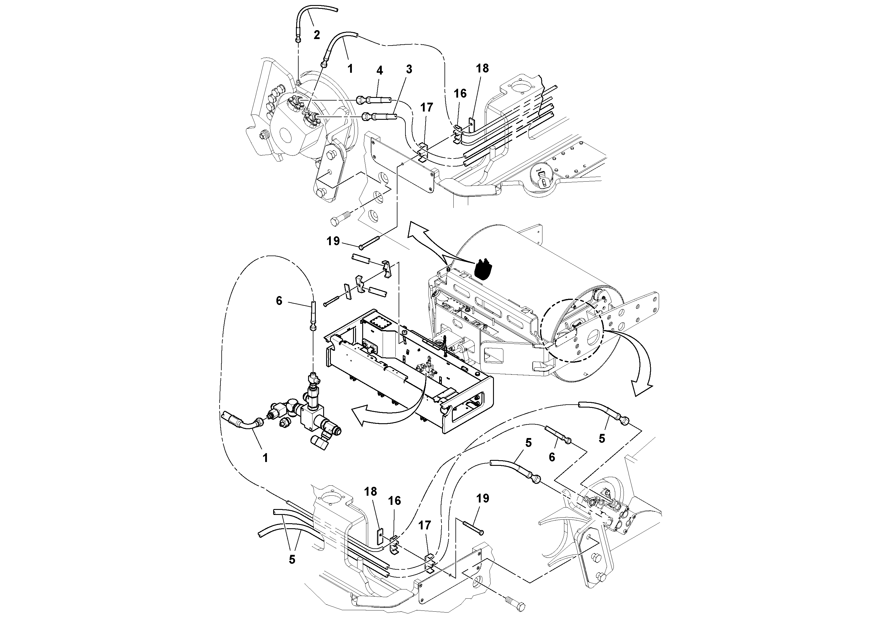 Схема запчастей Volvo DD132HF/DD138HF/HA/HFA S/N 197527- - 49035 Front Hosing Installation 