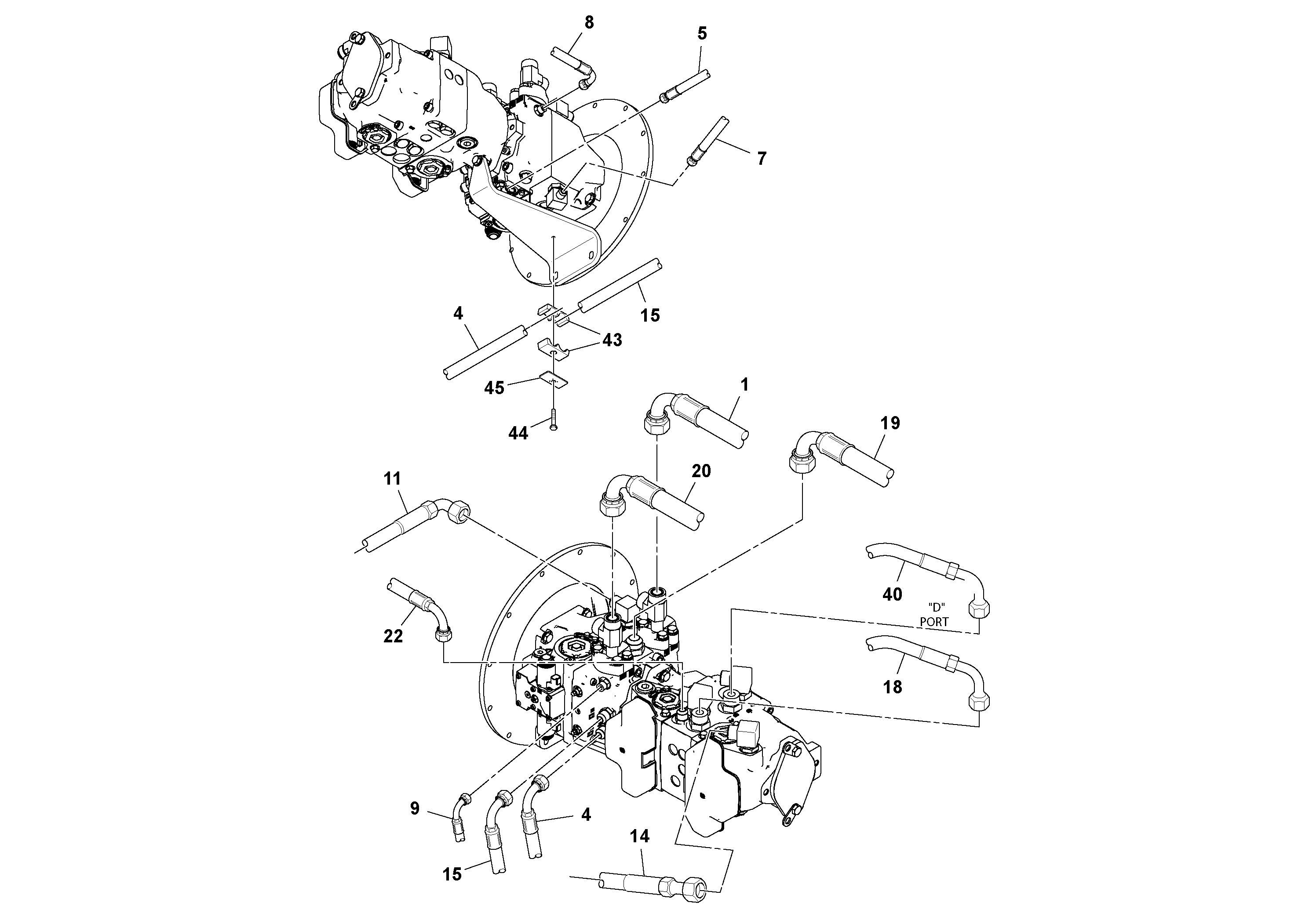 Схема запчастей Volvo DD132HF/DD138HF/HA/HFA S/N 197527- - 49312 Rear Hoses Installation 