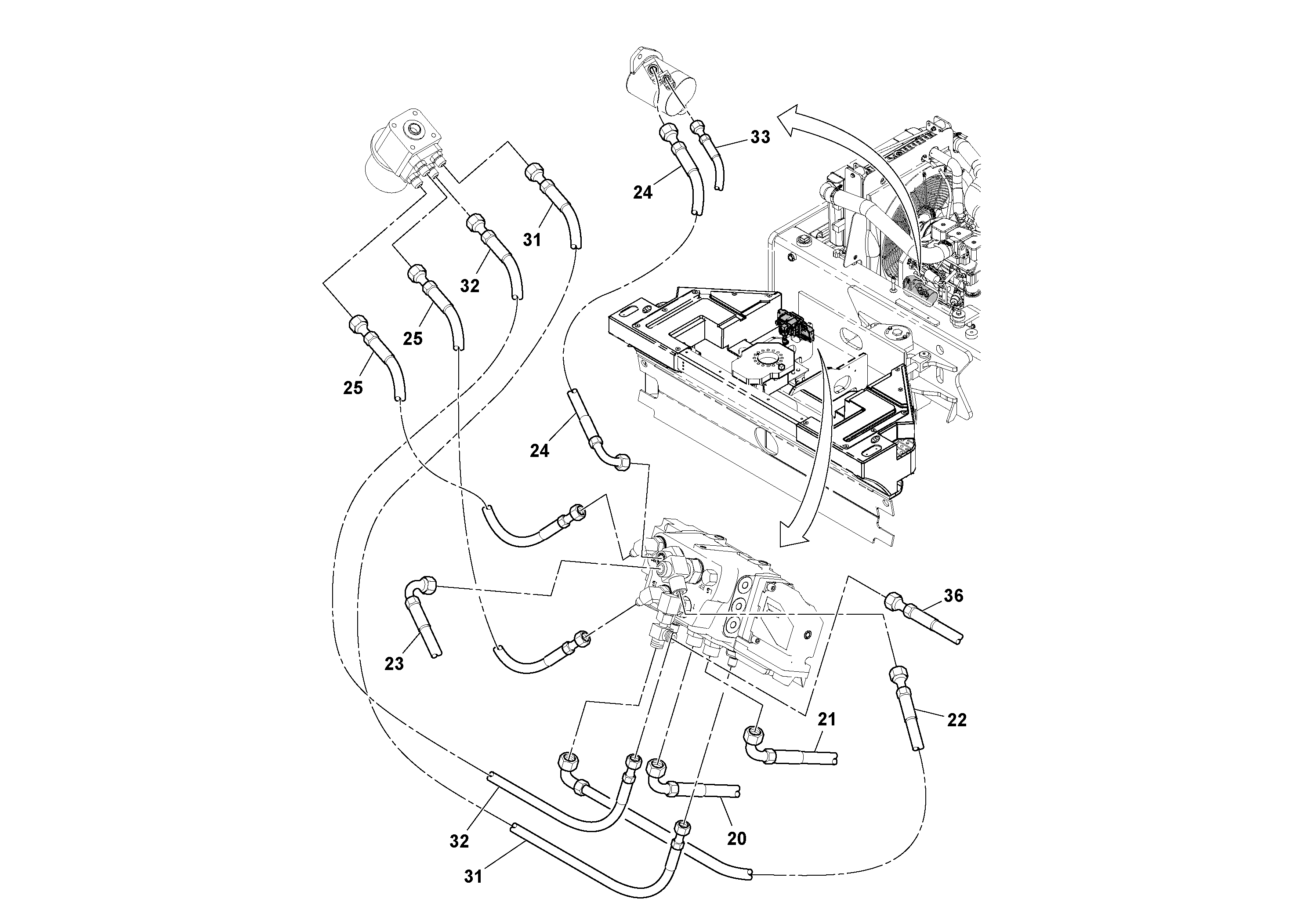 Схема запчастей Volvo DD132HF/DD138HF/HA/HFA S/N 197527- - 82219 Front Hosing Installation 