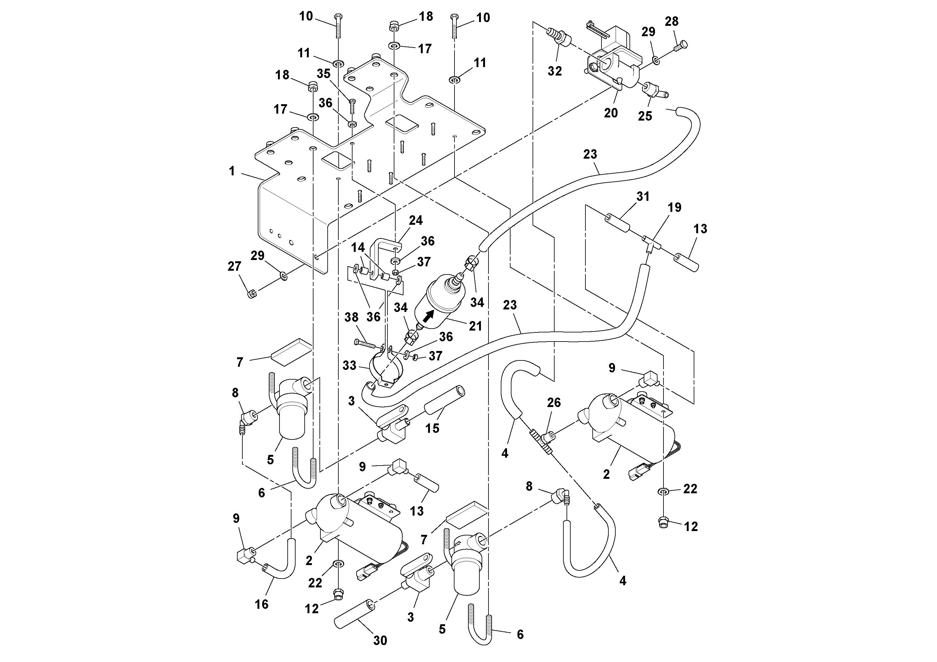 Схема запчастей Volvo DD132HF/DD138HF/HA/HFA S/N 197527- - 12065 Pump and Water Hose Assembly 