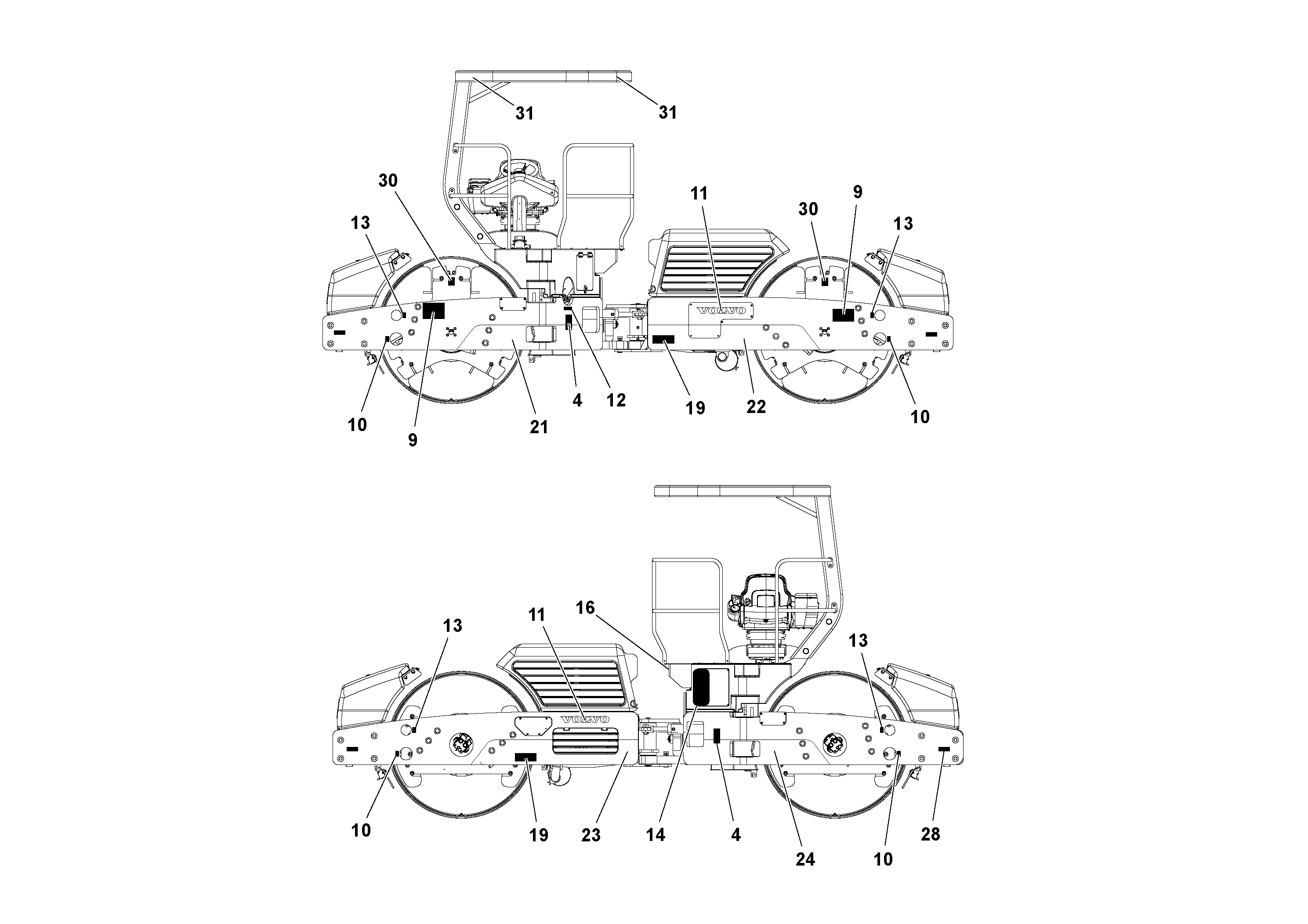Схема запчастей Volvo DD132HF/DD138HF/HA/HFA S/N 197527- - 102704 Decal Installation 