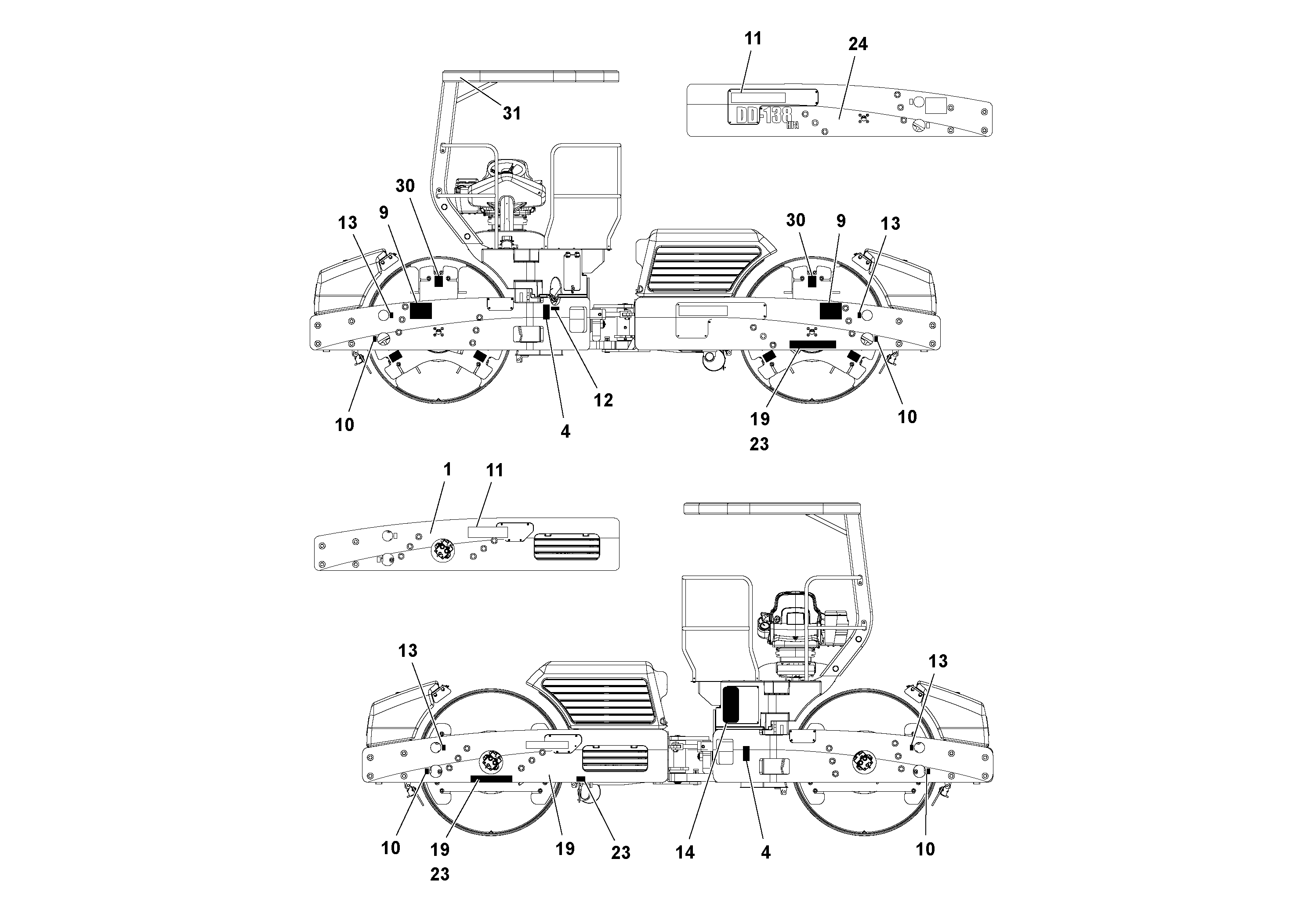 Схема запчастей Volvo DD132HF/DD138HF/HA/HFA S/N 197527- - 60726 Decal Installation 