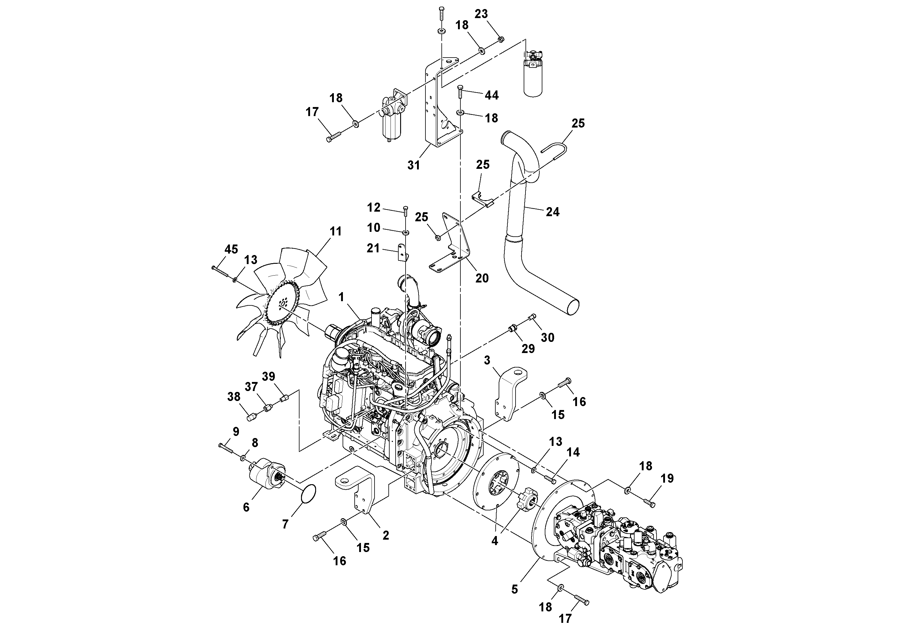 Схема запчастей Volvo DD132HF/DD138HF/HA/HFA S/N 197527- - 105004 Двигатель в сборе 