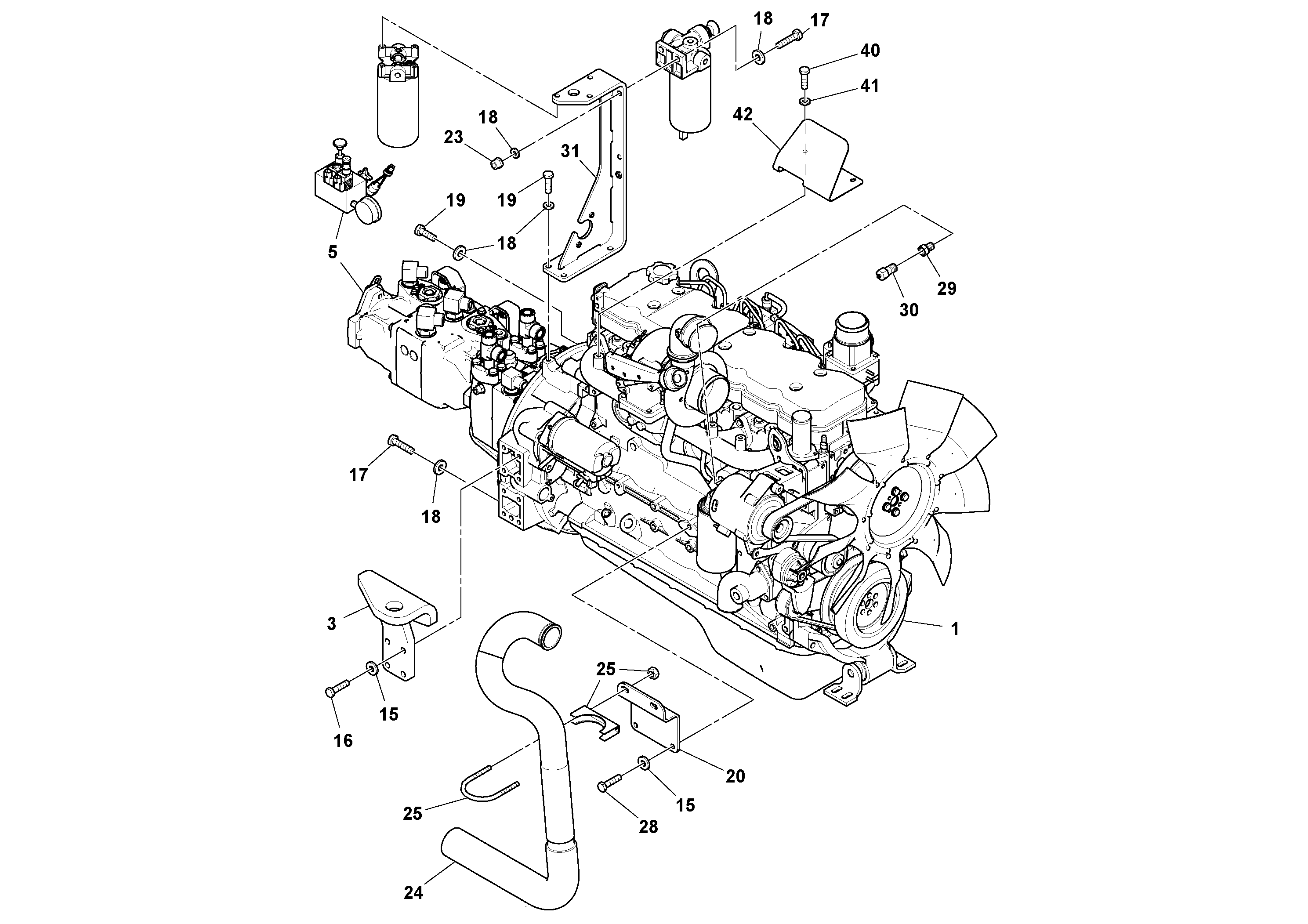 Схема запчастей Volvo DD132HF/DD138HF/HA/HFA S/N 197527- - 96366 Двигатель в сборе 