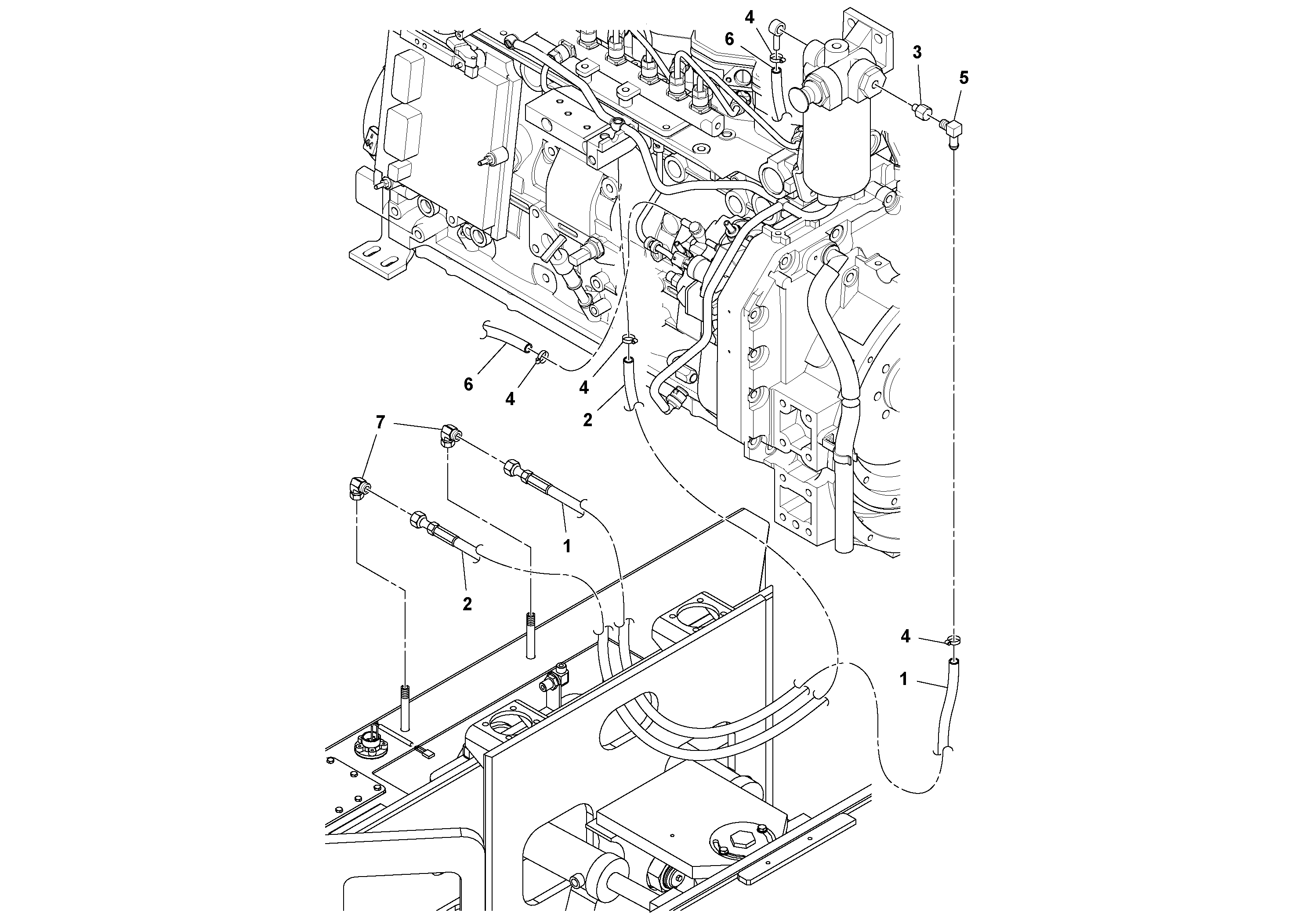 Схема запчастей Volvo DD132HF/DD138HF/HA/HFA S/N 197527- - 53398 Fuel Line Installation 