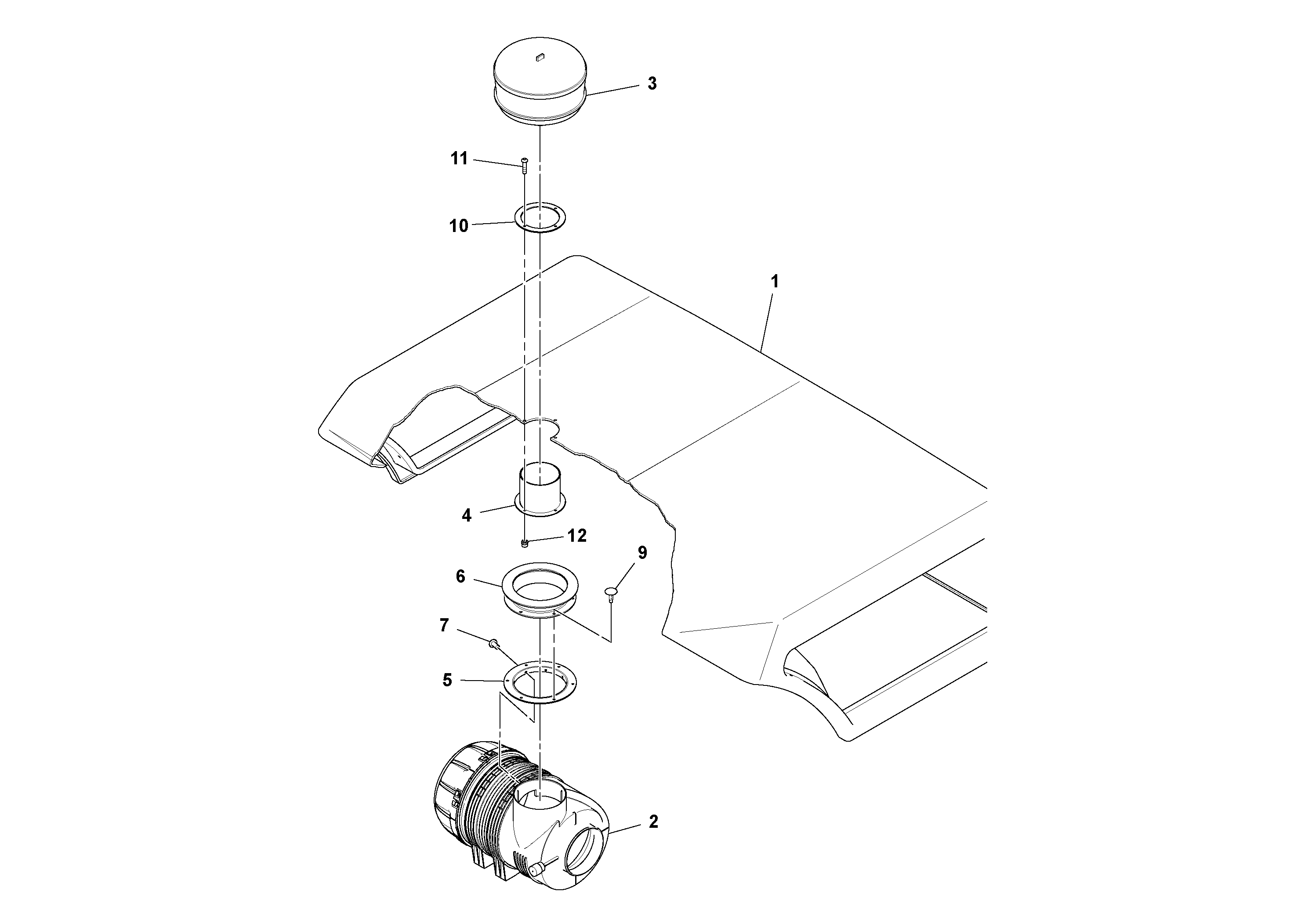 Схема запчастей Volvo DD132HF/DD138HF/HA/HFA S/N 197527- - 49953 Air Pre-cleaner Assembly 
