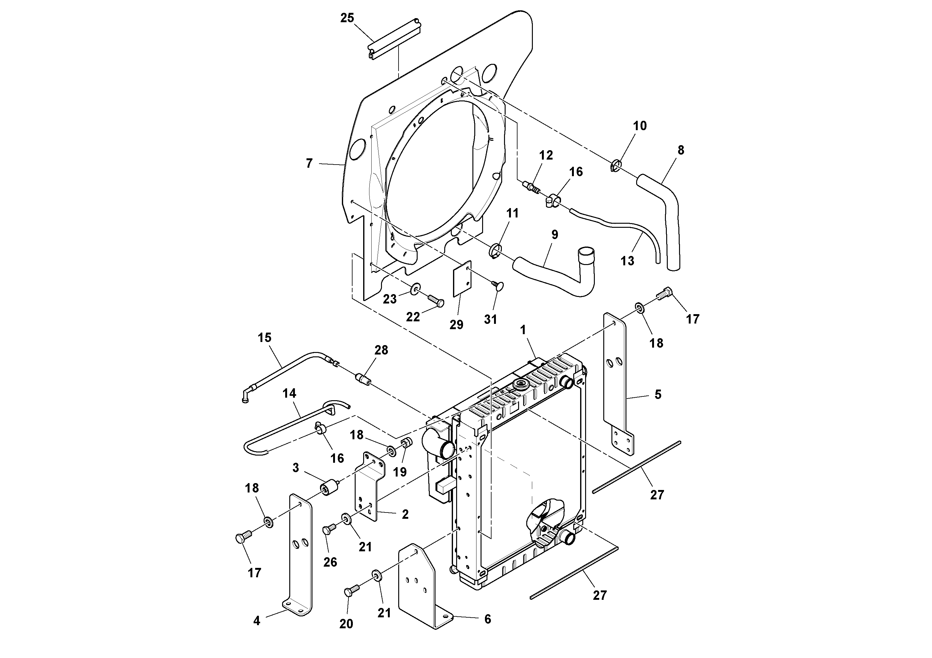 Схема запчастей Volvo DD132HF/DD138HF/HA/HFA S/N 197527- - 106385 Cooling Package Assembly 