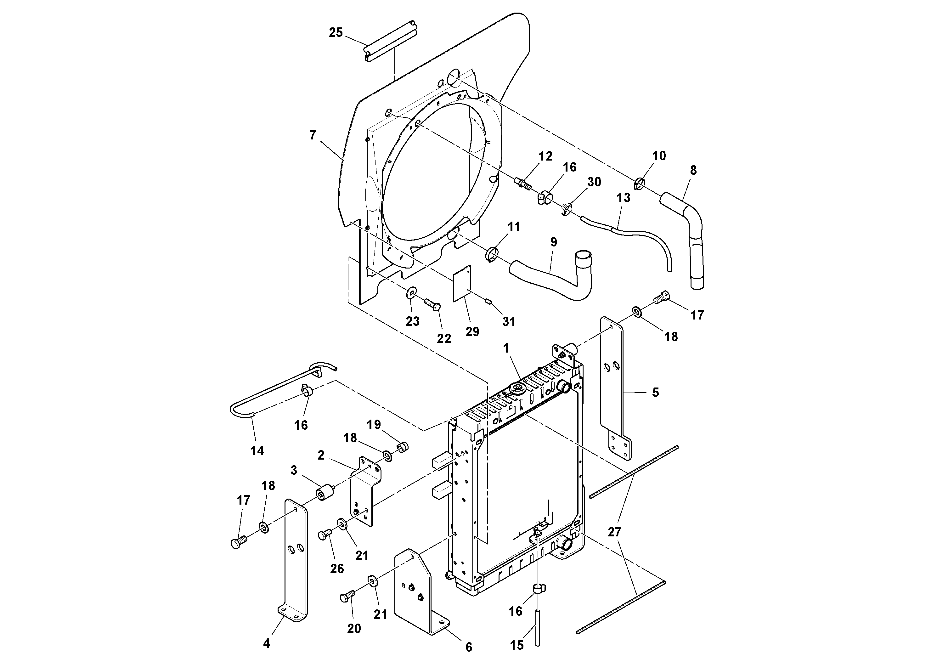 Схема запчастей Volvo DD132HF/DD138HF/HA/HFA S/N 197527- - 96370 Cooling Package Assembly 