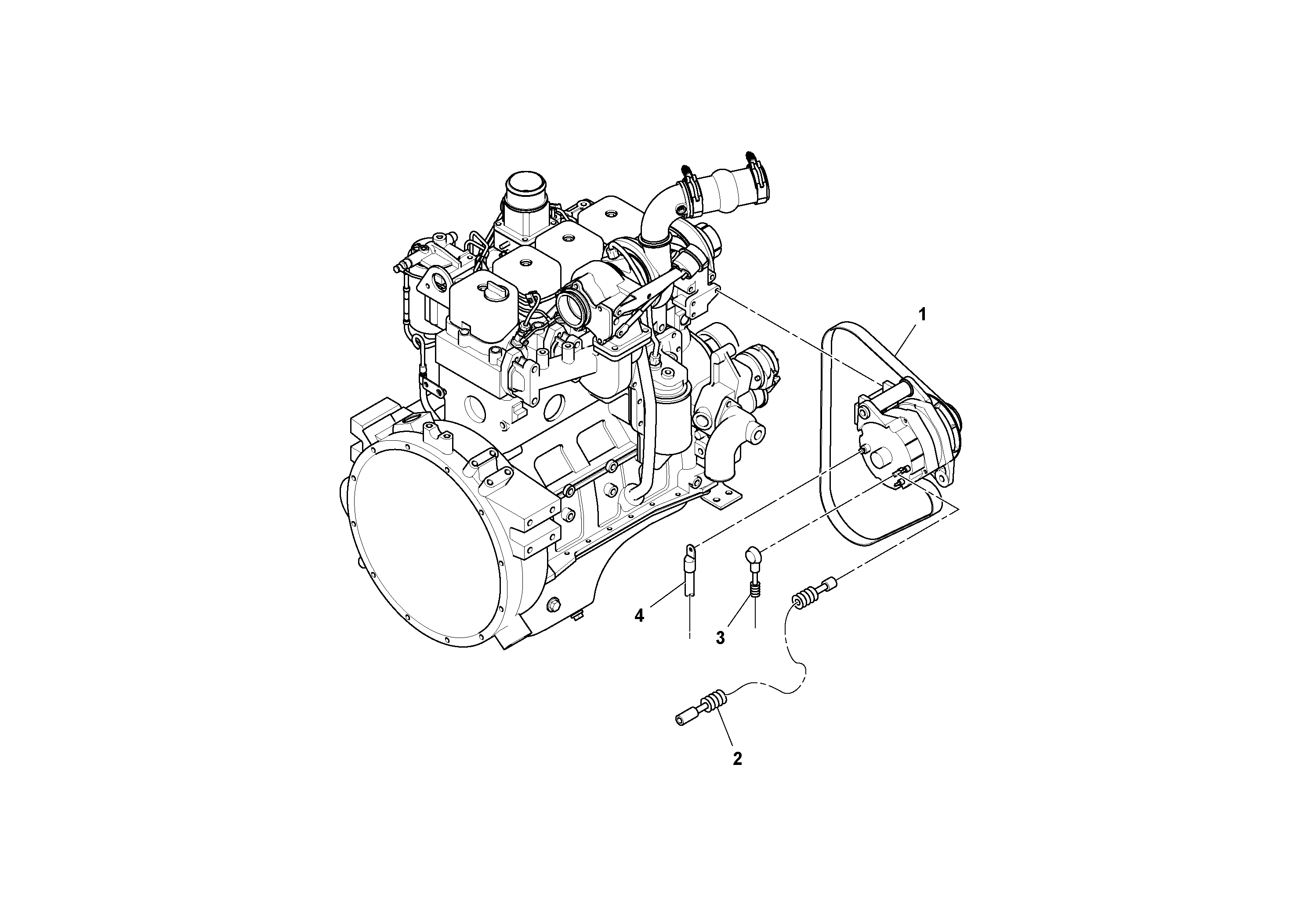 Схема запчастей Volvo DD132HF/DD138HF/HA/HFA S/N 197527- - 49052 Heavy-duty Alternator Installation 