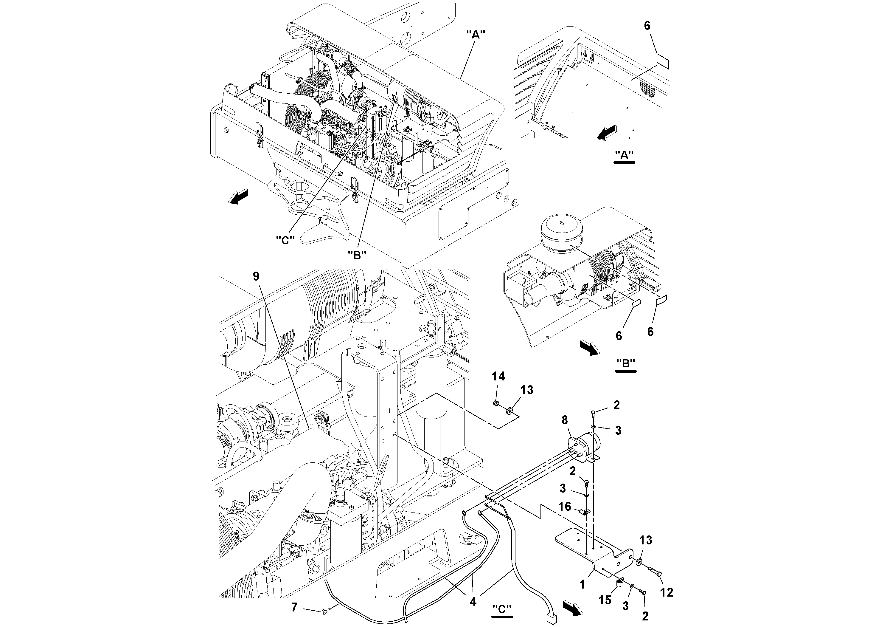 Схема запчастей Volvo DD132HF/DD138HF/HA/HFA S/N 197527- - 46198 Grid Heater Installation 