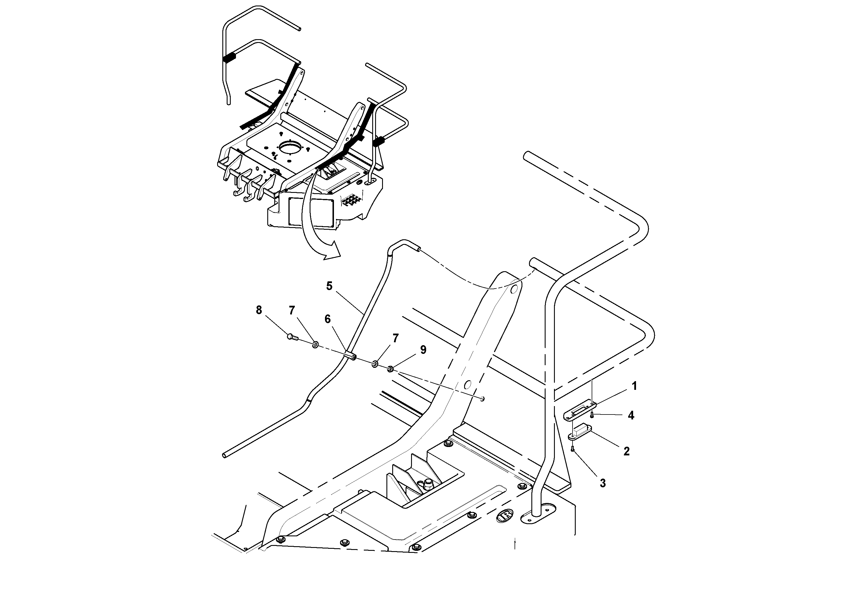 Схема запчастей Volvo DD132HF/DD138HF/HA/HFA S/N 197527- - 44267 HID Light Handrail Assembly 