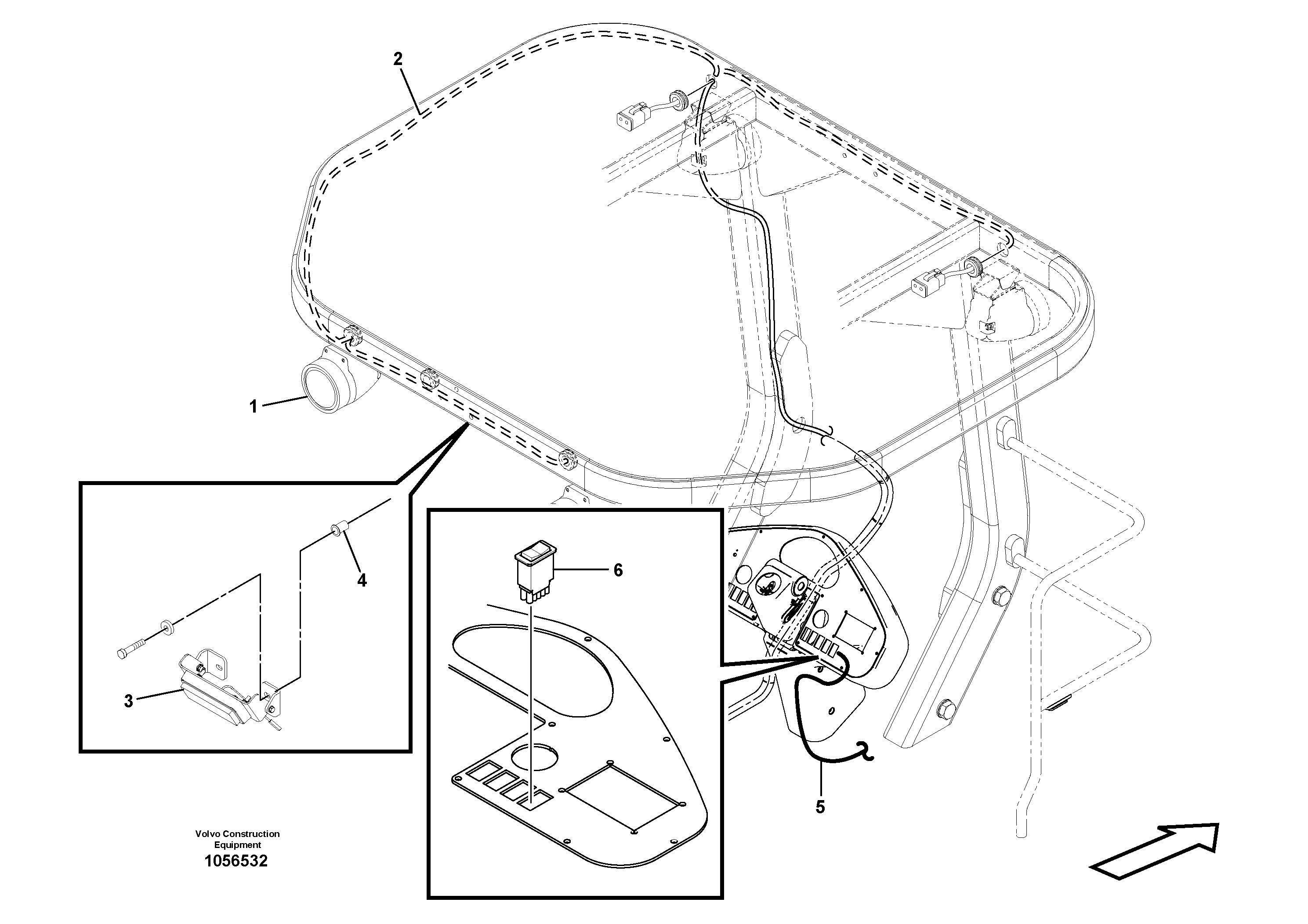Схема запчастей Volvo DD132HF/DD138HF/HA/HFA S/N 197527- - 68239 Work light Installation 
