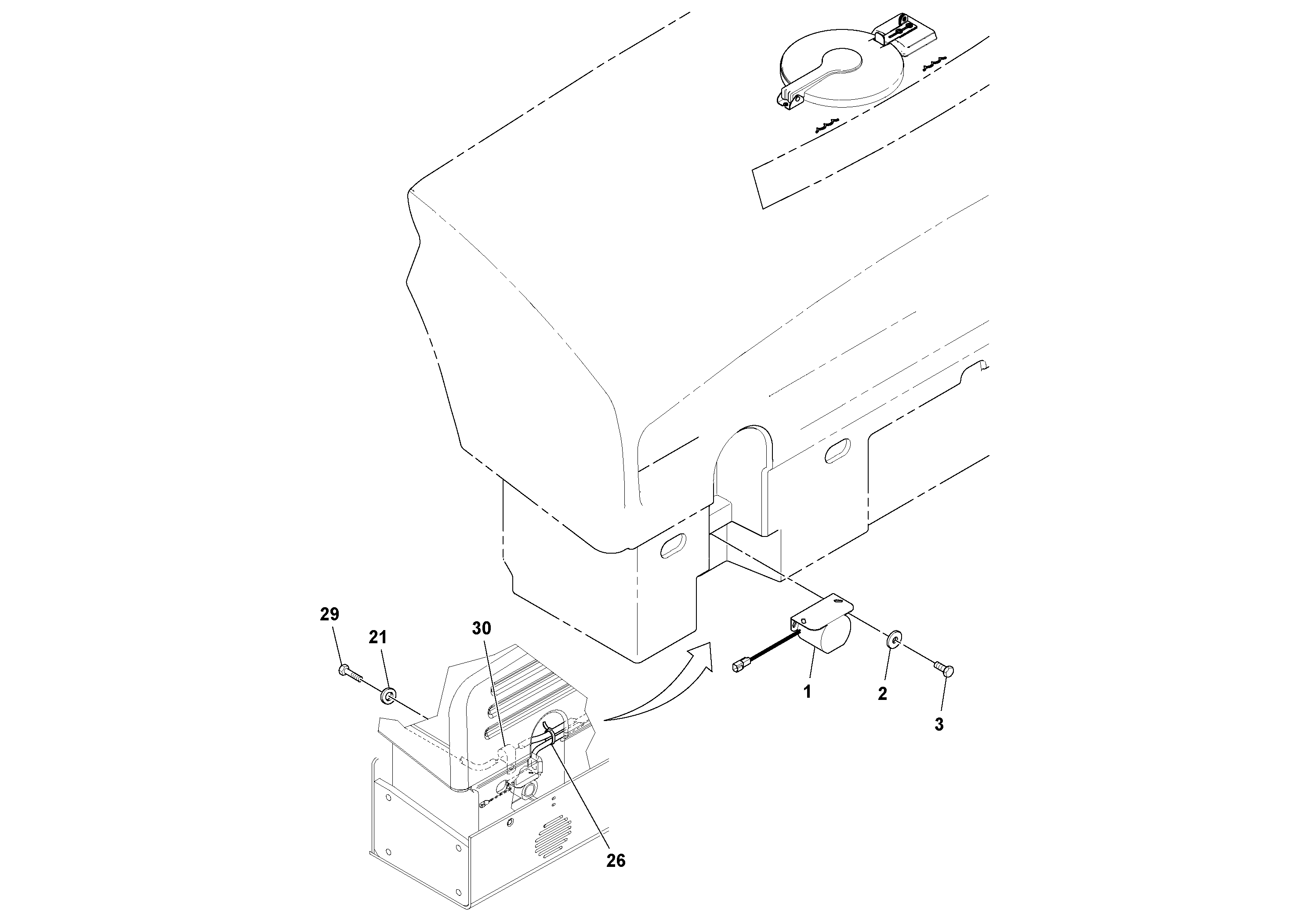 Схема запчастей Volvo DD132HF/DD138HF/HA/HFA S/N 197527- - 45932 Back-up Alarm Installation 