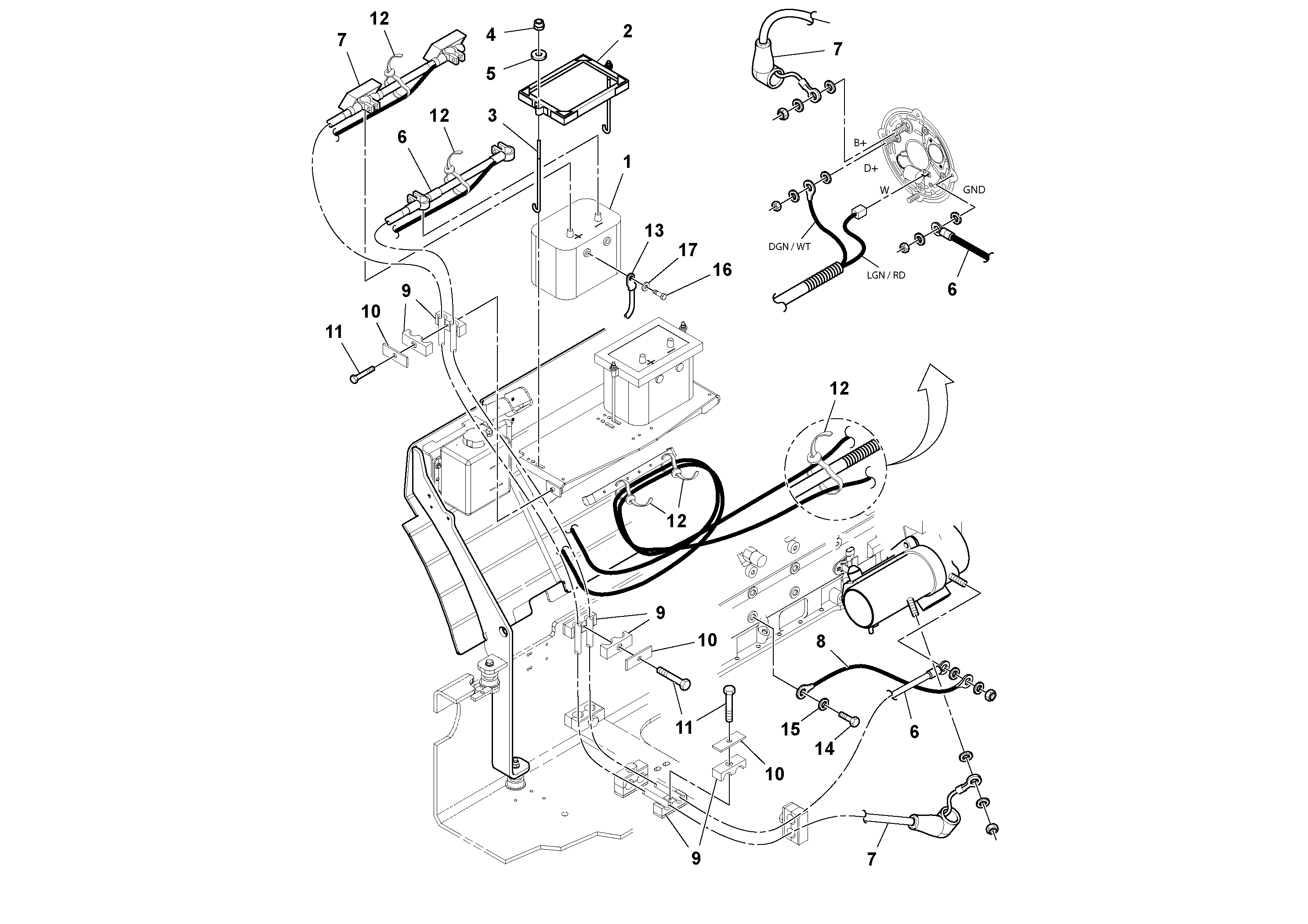Схема запчастей Volvo DD132HF/DD138HF/HA/HFA S/N 197527- - 106298 Батарея аккумуляторная 