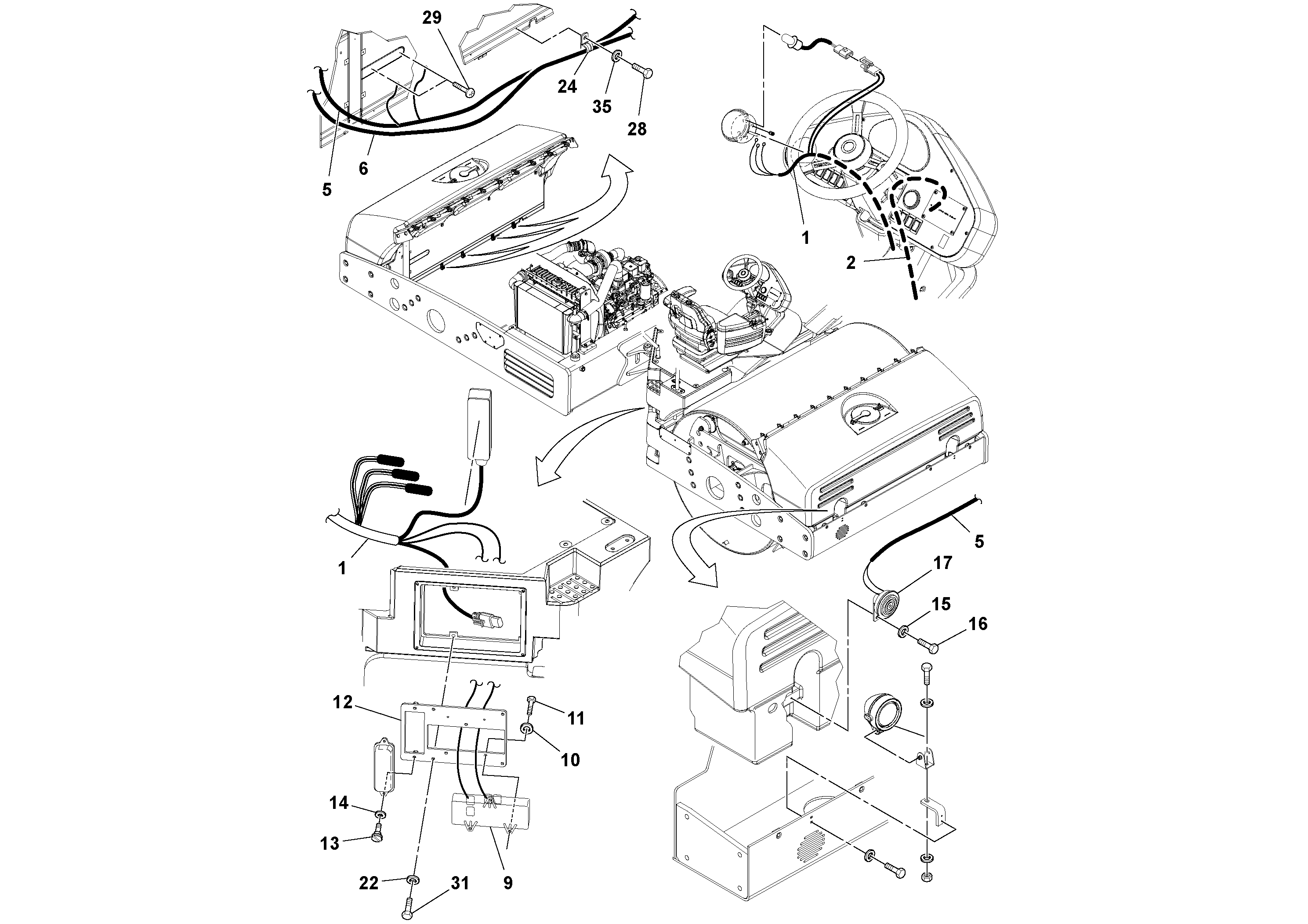Схема запчастей Volvo DD132HF/DD138HF/HA/HFA S/N 197527- - 25968 Electrical 