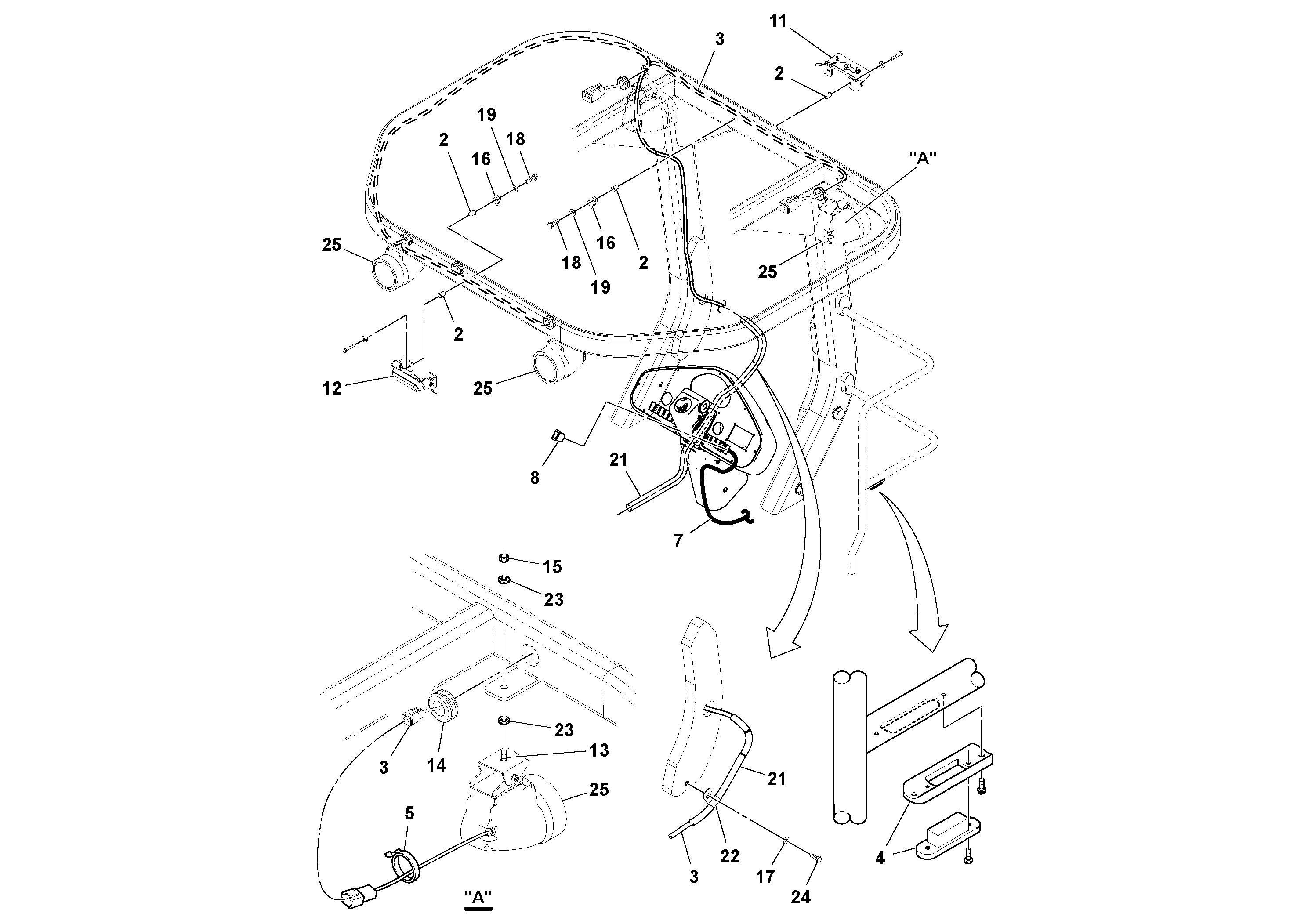 Схема запчастей Volvo DD132HF/DD138HF/HA/HFA S/N 197527- - 25980 HID Light installation 