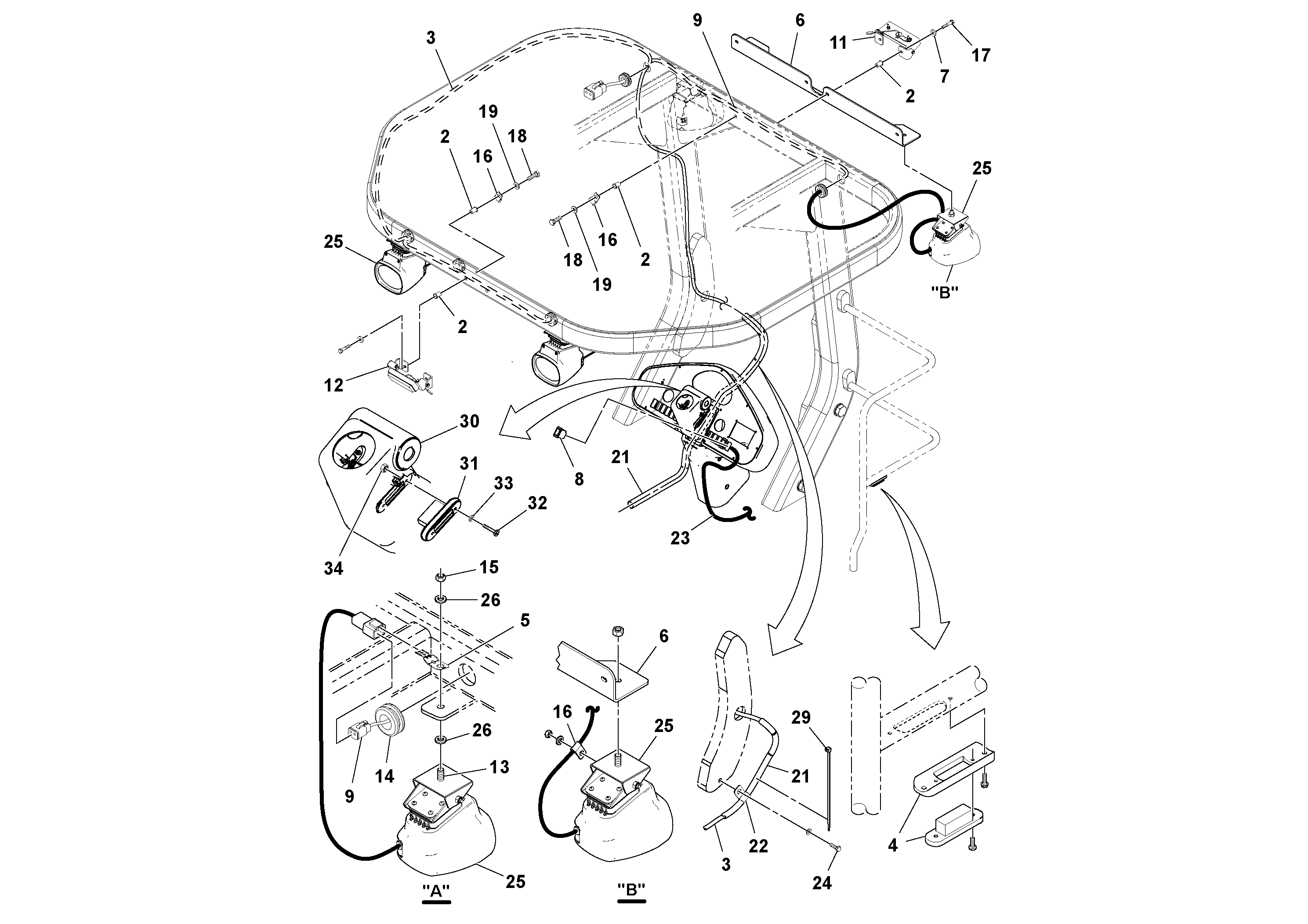 Схема запчастей Volvo DD132HF/DD138HF/HA/HFA S/N 197527- - 44145 HID Dual Light 