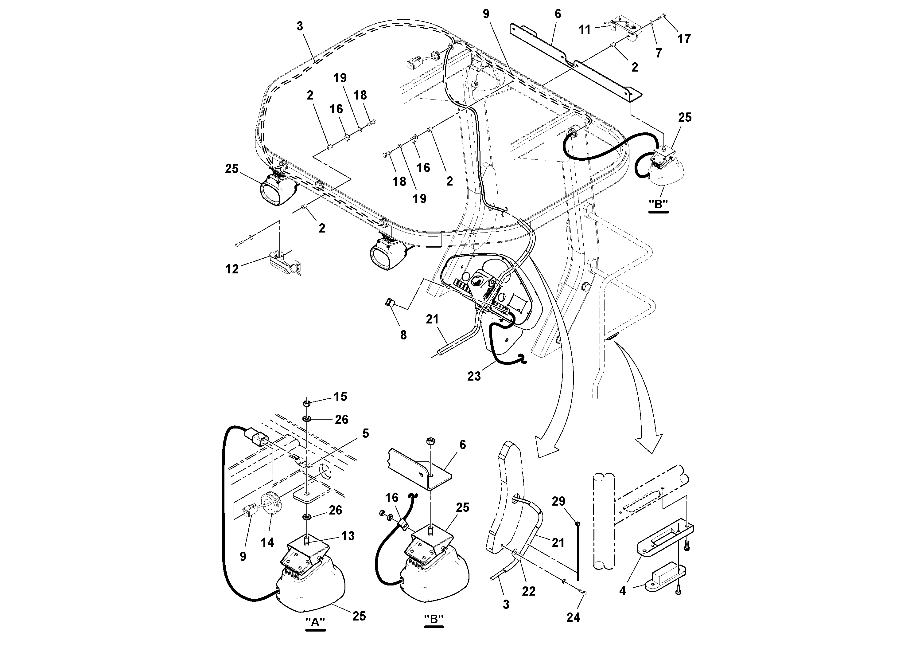 Схема запчастей Volvo DD132HF/DD138HF/HA/HFA S/N 197527- - 44152 HID Light installation 