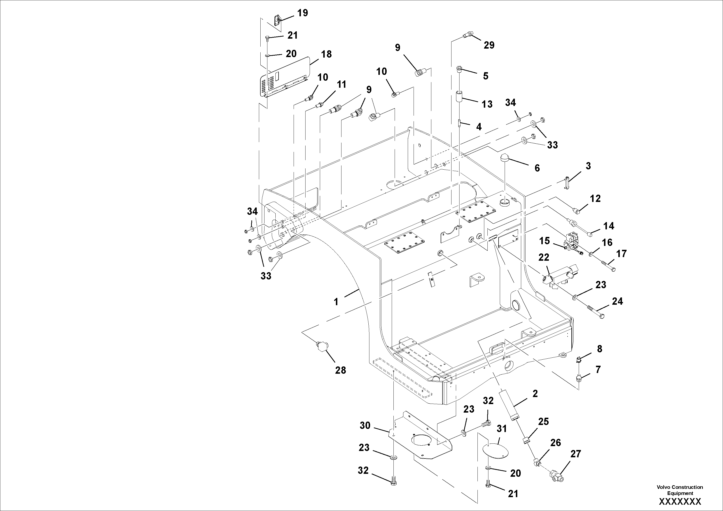 Схема запчастей Volvo DD70/DD70HF S/N 197522 - - 37857 Rear frame Assembly 