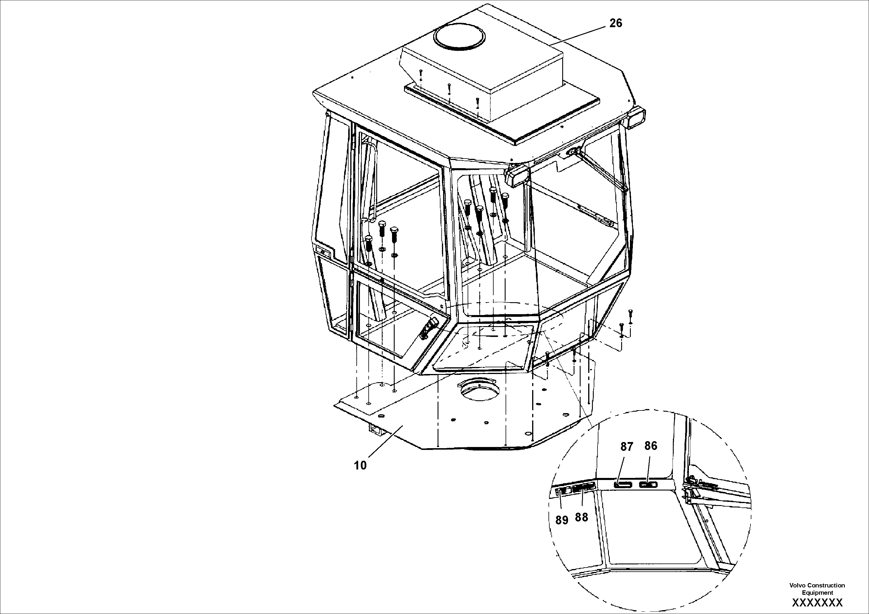 Схема запчастей Volvo DD70/DD70HF S/N 197522 - - 53598 Cab With Heater/Air Conditioning 