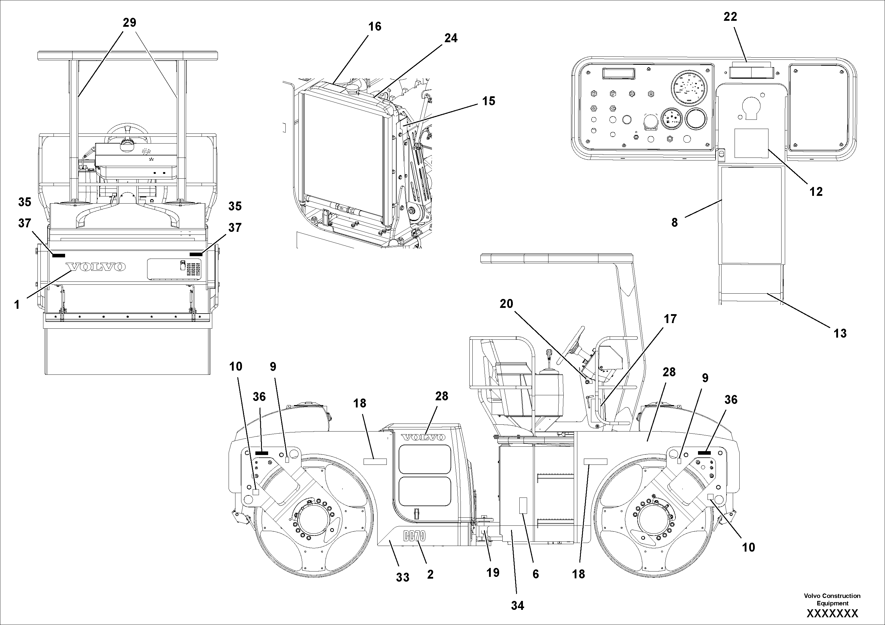 Схема запчастей Volvo DD70/DD70HF S/N 197522 - - 62878 Decal Installation 