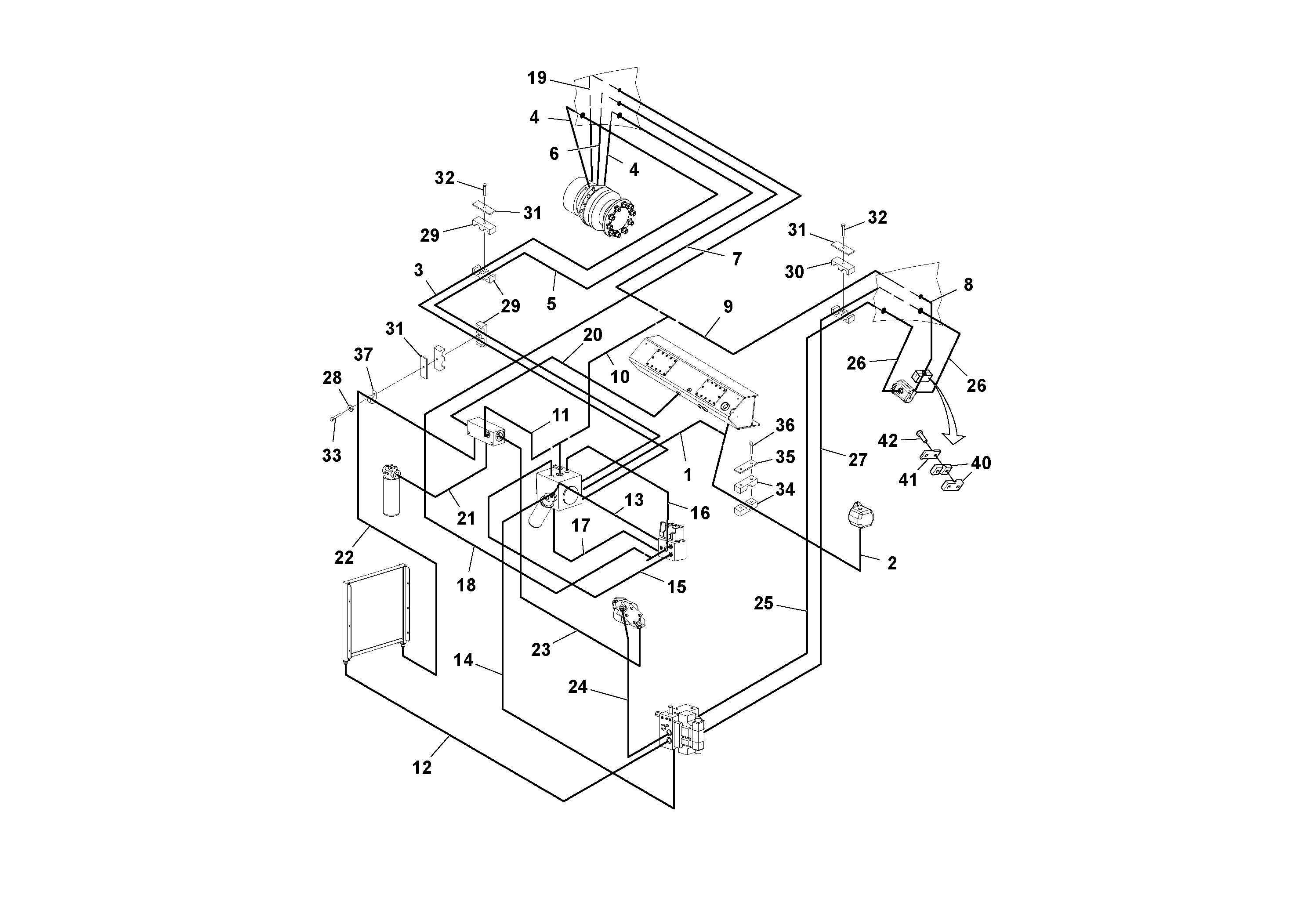 Схема запчастей Volvo DD70/DD70HF S/N 197522 - - 98510 Offset Hose Installation 