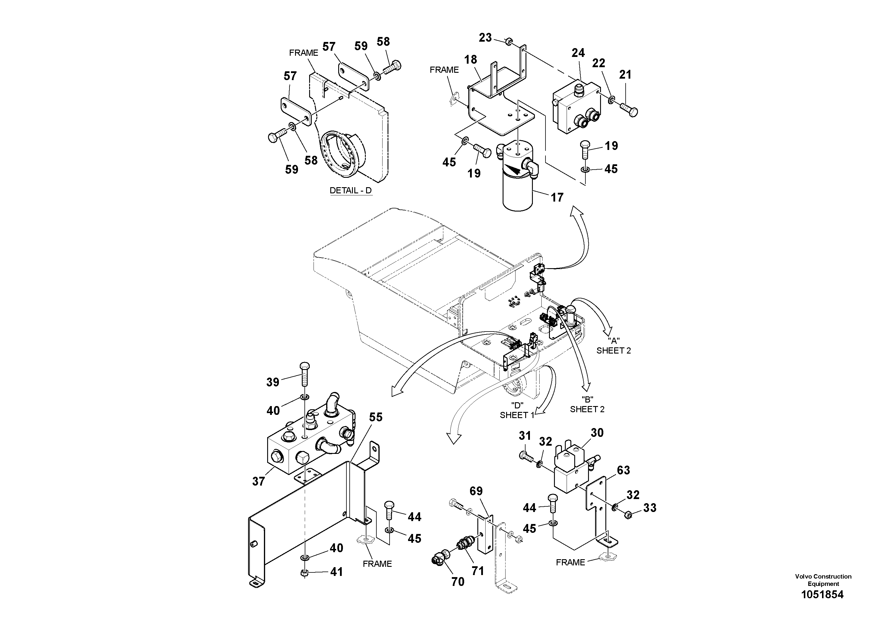 Схема запчастей Volvo PT220RH/PT240RH - 34939 Hydraulic Components Installation 