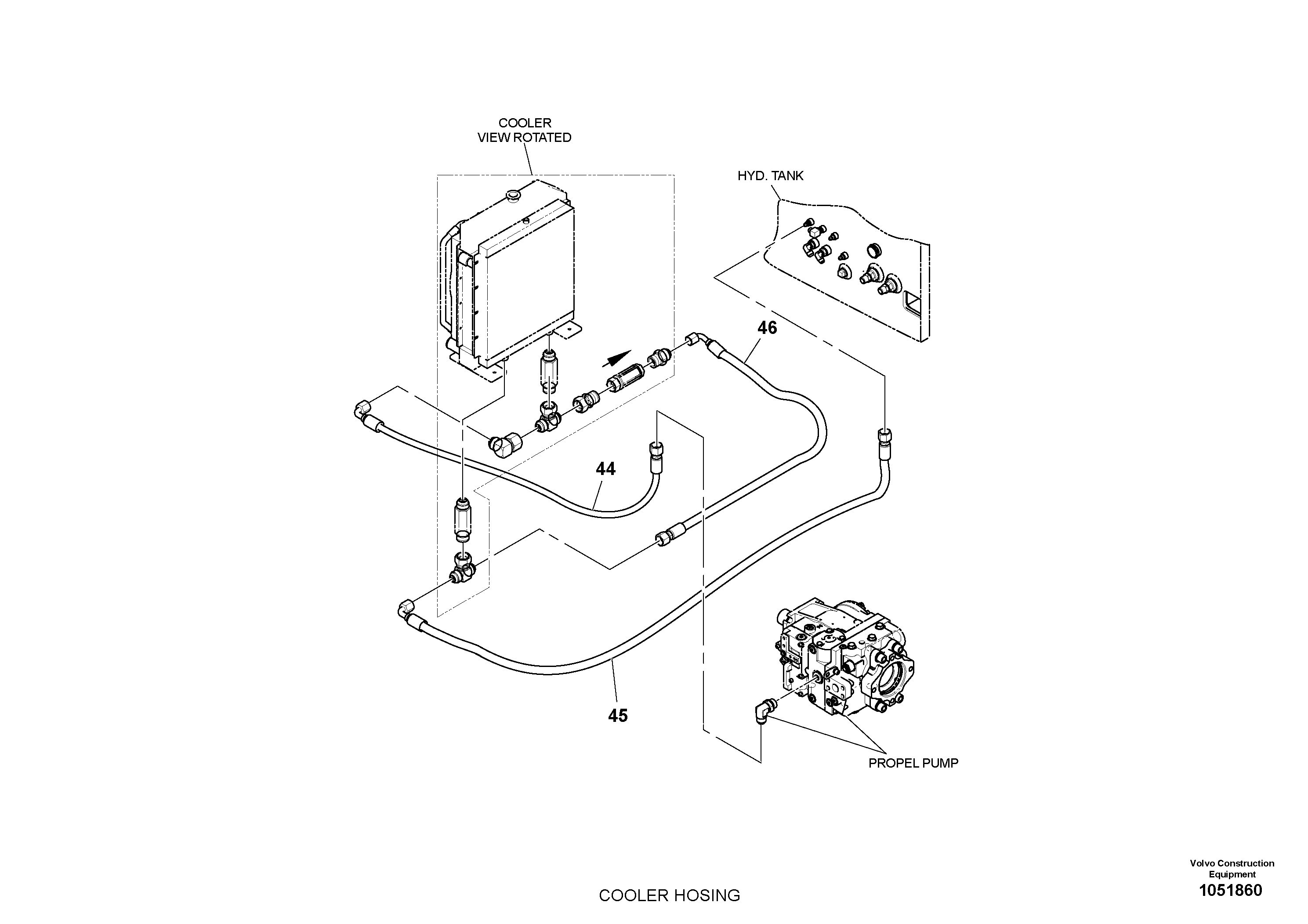 Схема запчастей Volvo PT220RH/PT240RH - 34947 Cooler Hose Installation 