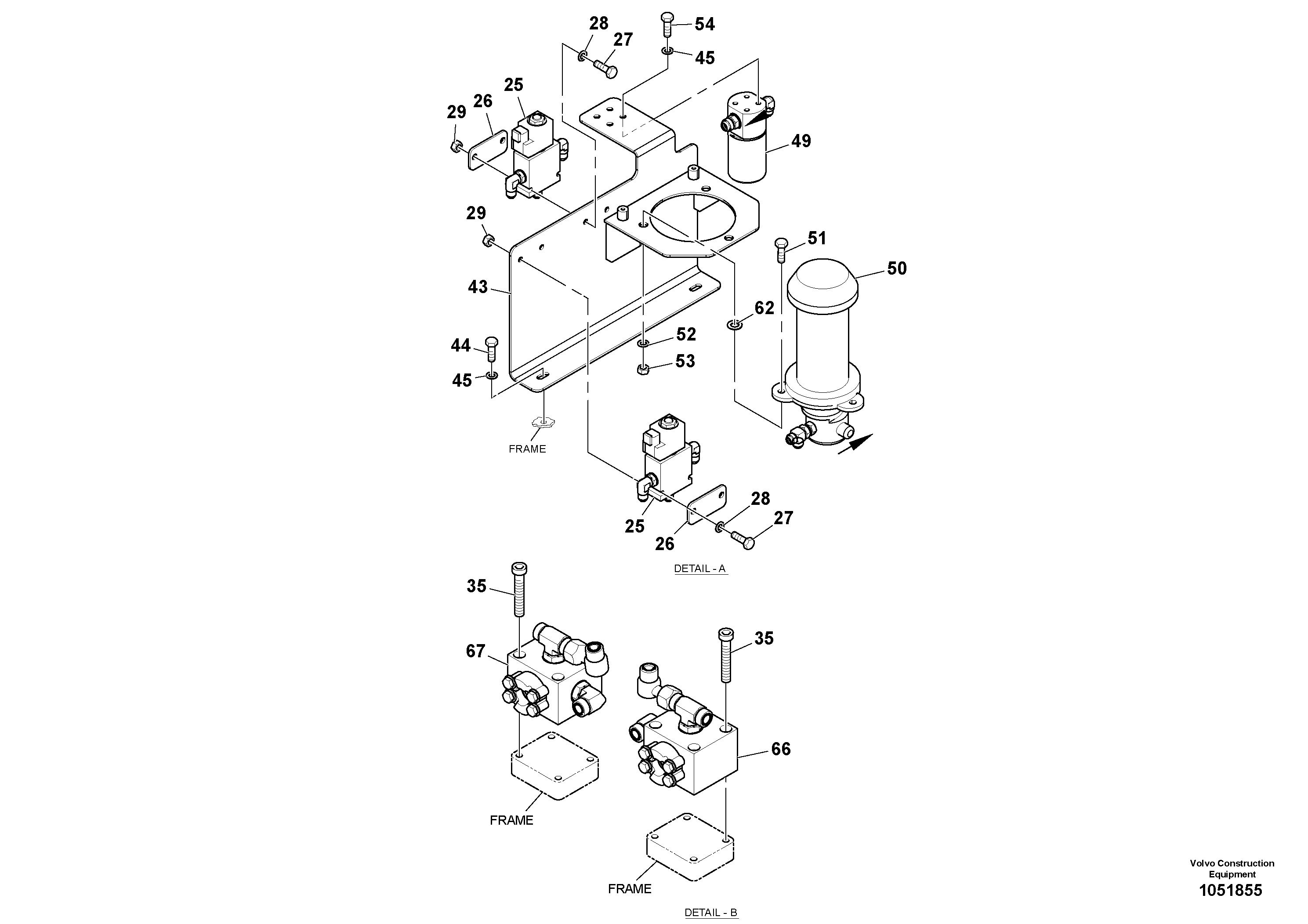 Схема запчастей Volvo PT220RH/PT240RH - 58447 Hydraulic Components Installation 