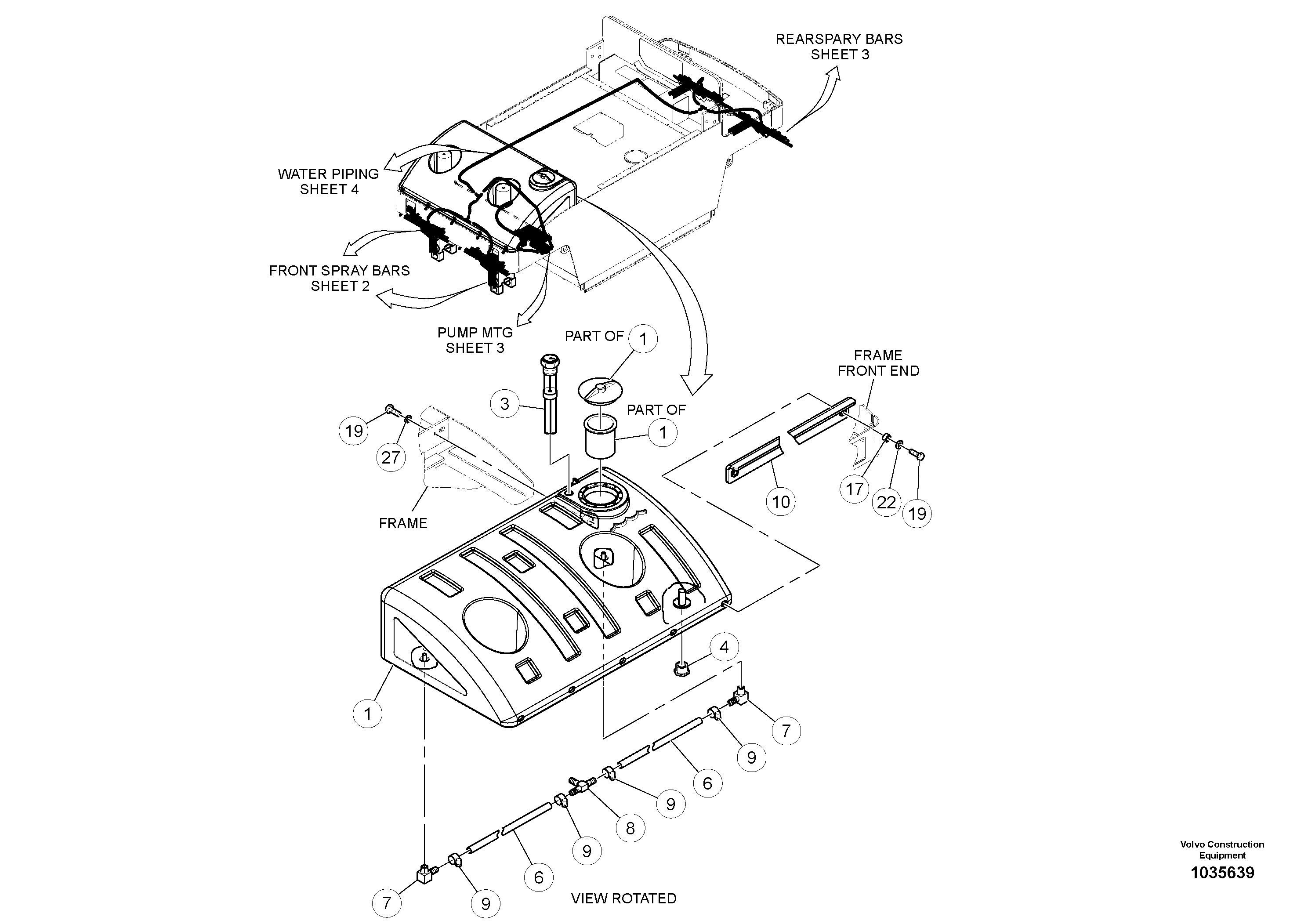 Схема запчастей Volvo PT220RH/PT240RH - 102663 Water System Installation 