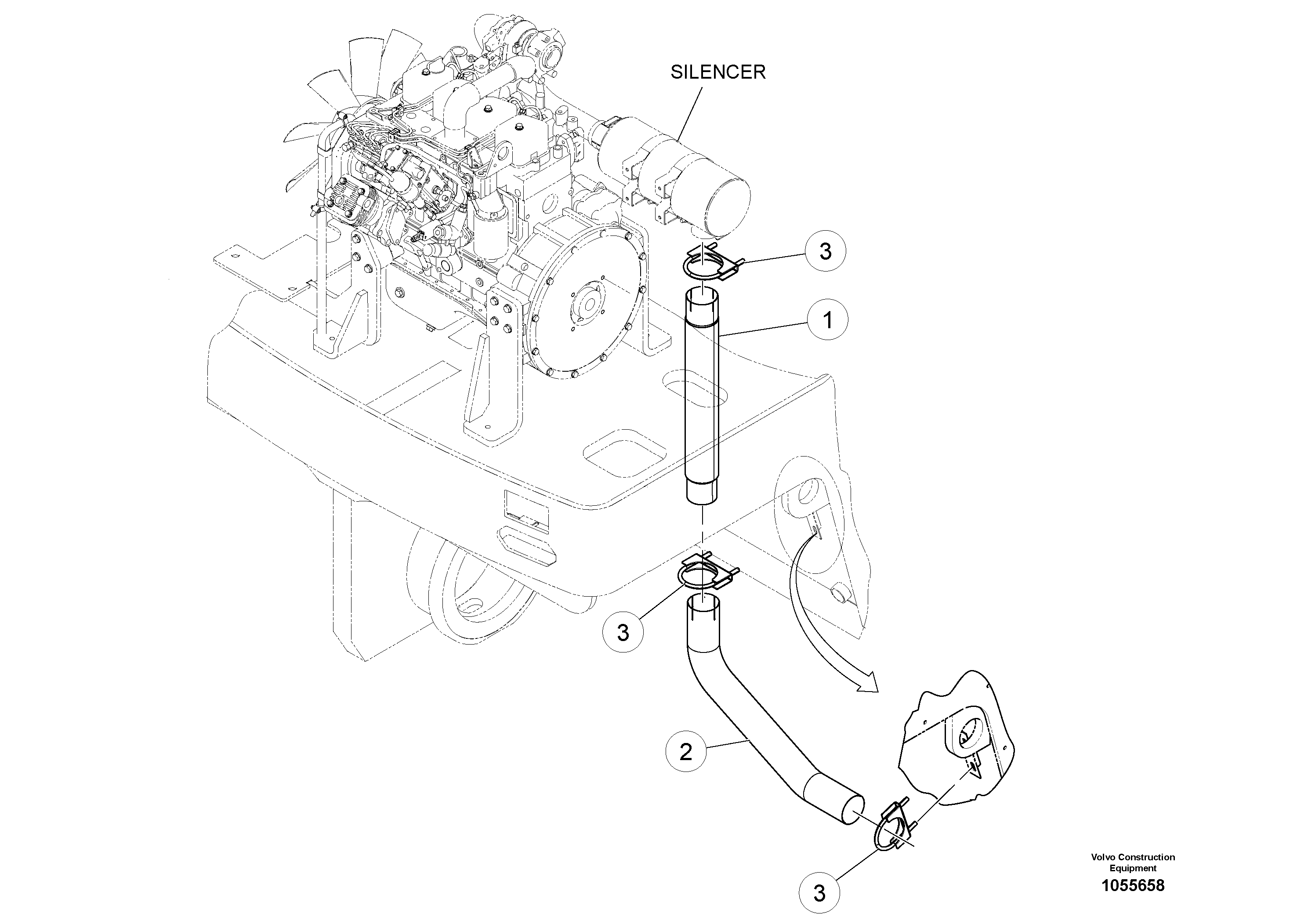 Схема запчастей Volvo PT220RH/PT240RH - 71881 Exhaust Stack Assembly 