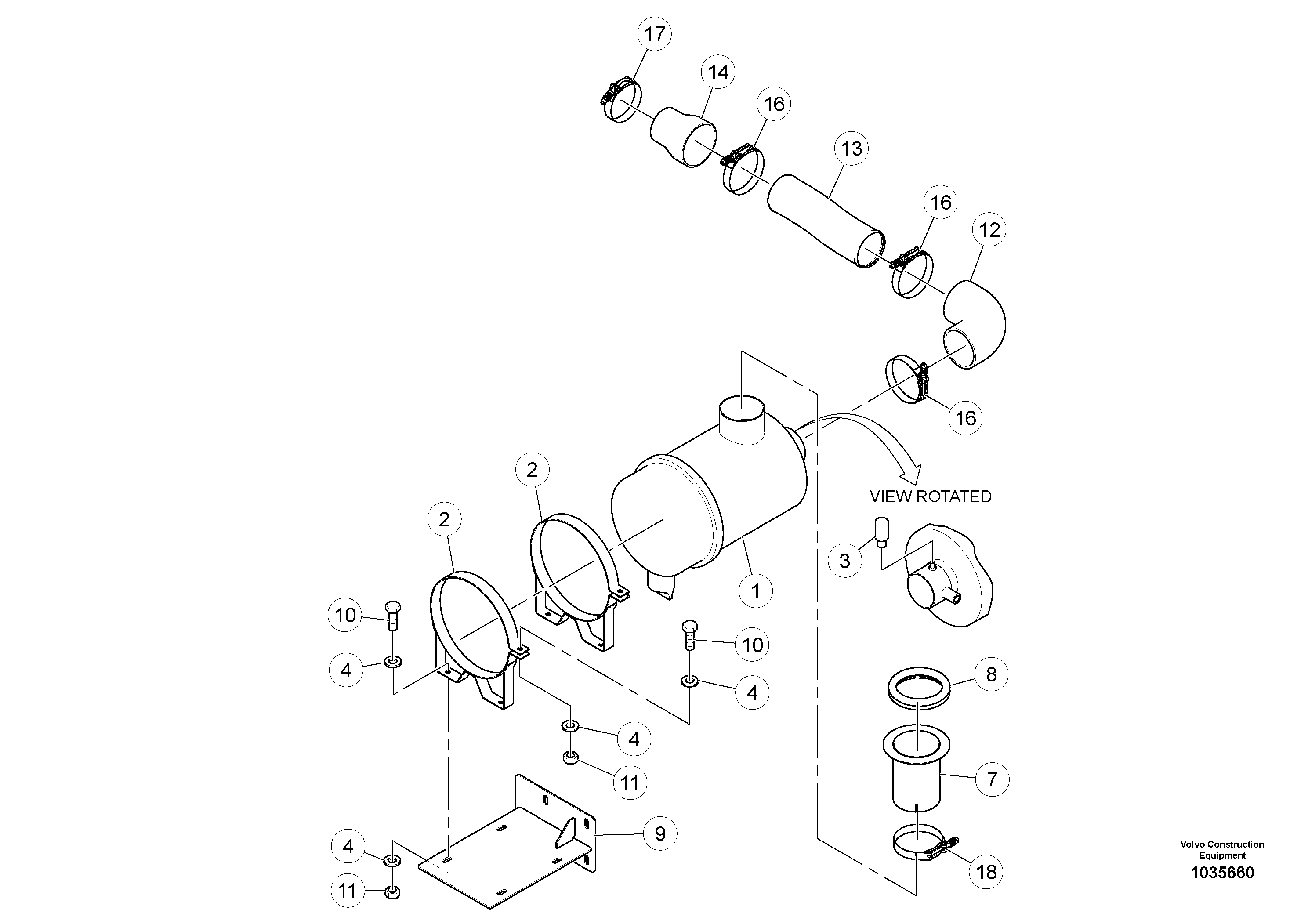 Схема запчастей Volvo PT220RH/PT240RH - 67527 Air cleaner installation 