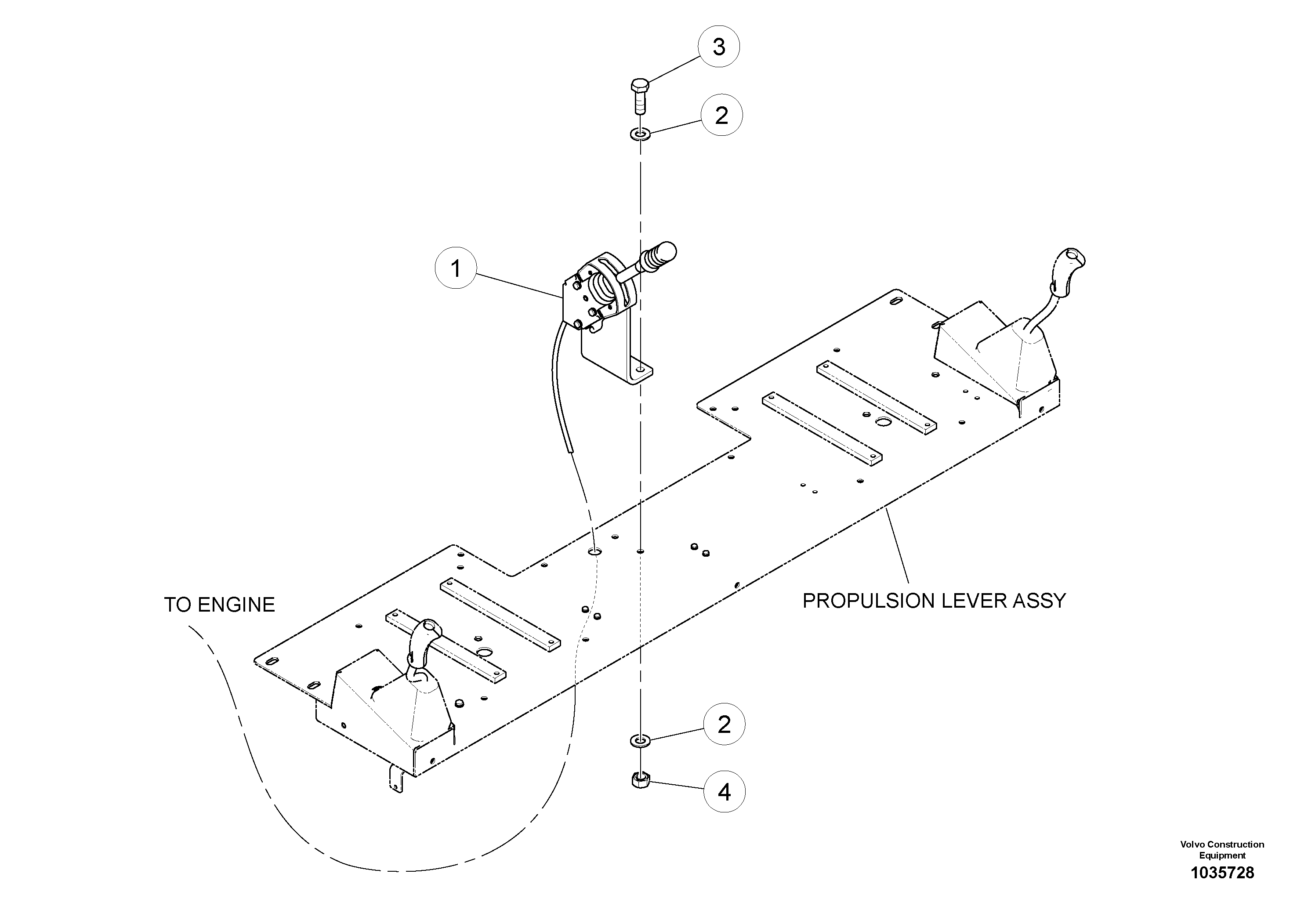 Схема запчастей Volvo PT220RH/PT240RH - 49420 Throttle Lever Installation 