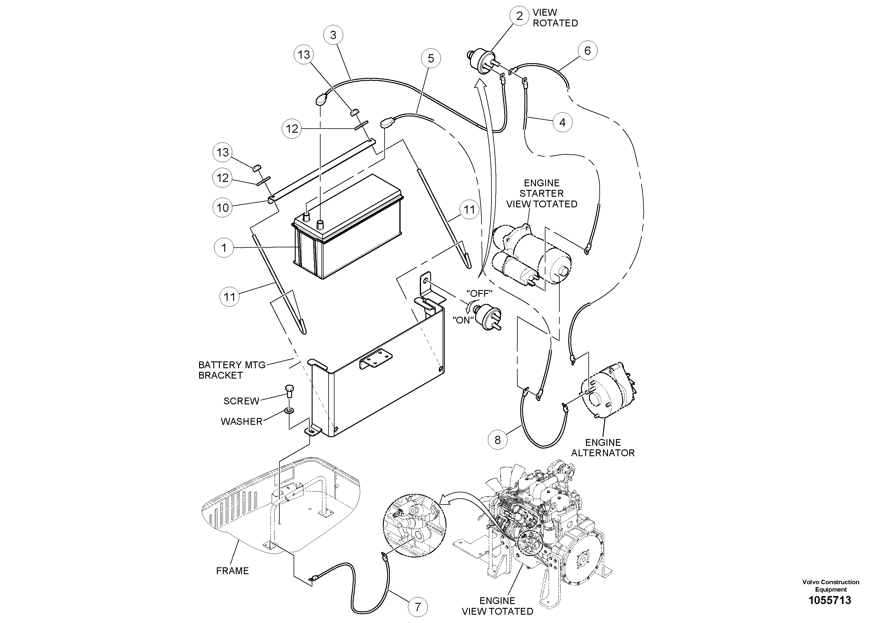 Схема запчастей Volvo PT220RH/PT240RH - 18927 Battery installation 