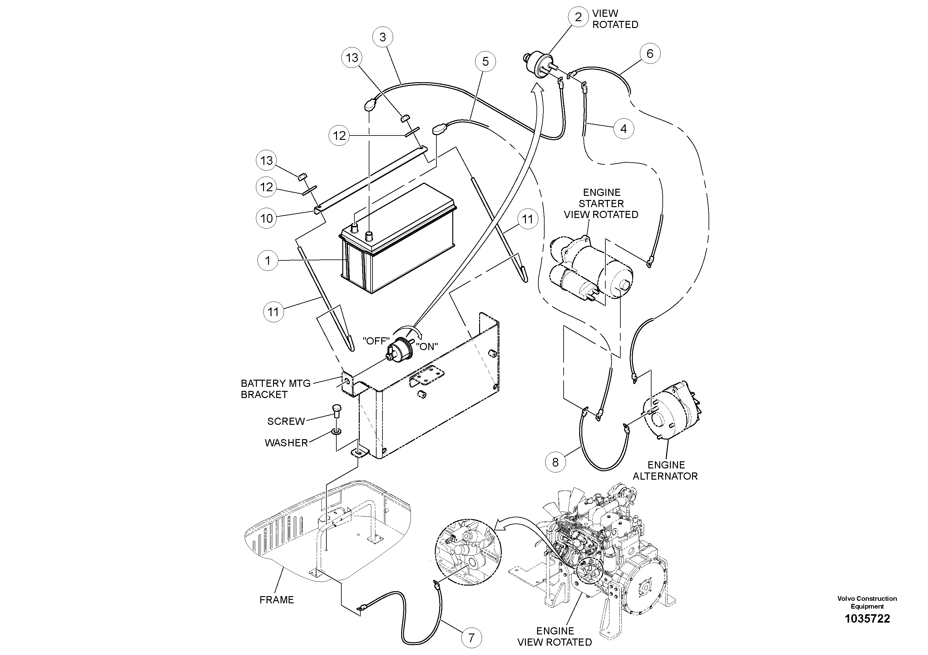 Схема запчастей Volvo PT220RH/PT240RH - 60602 Battery installation 