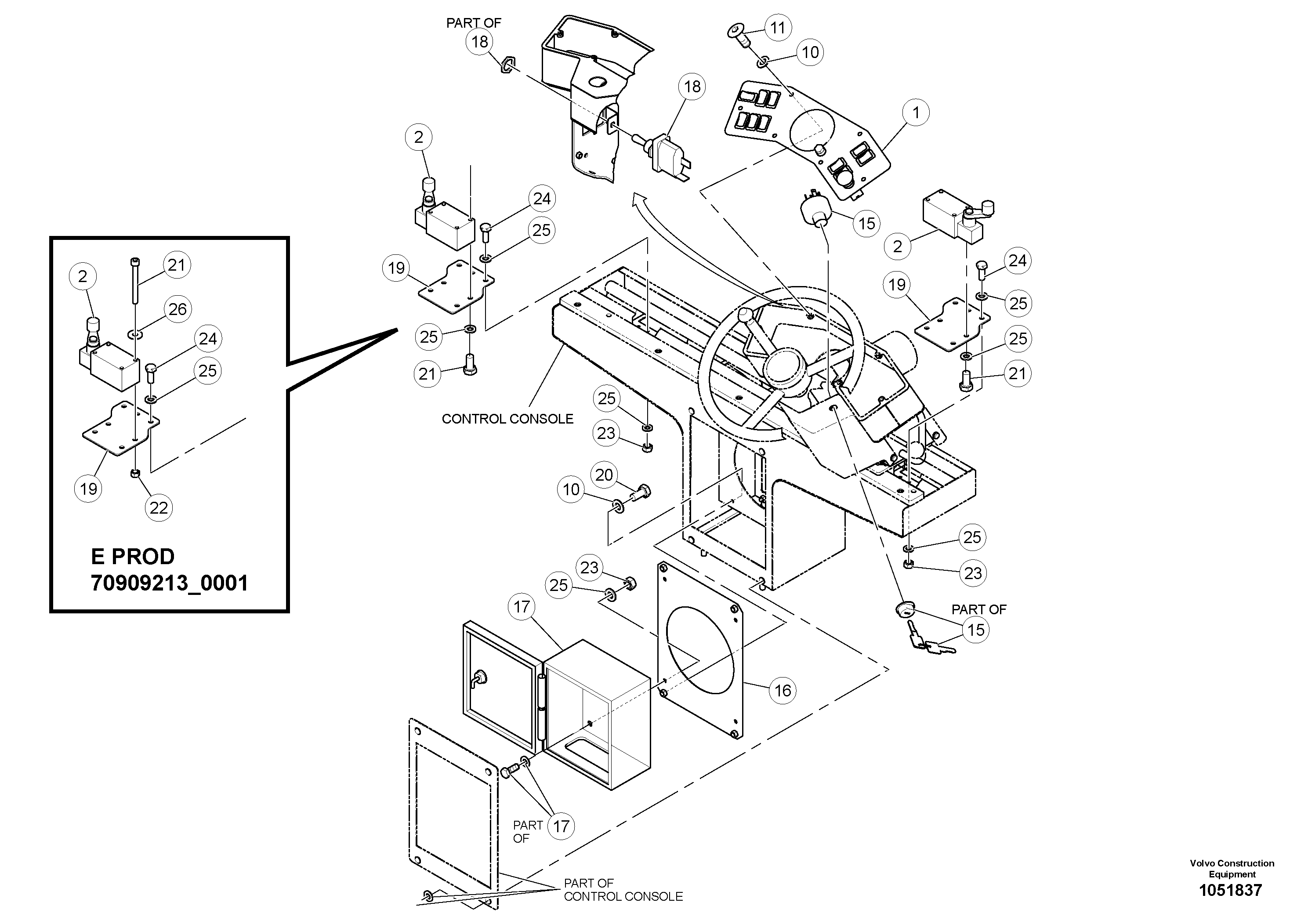 Схема запчастей Volvo PT220RH/PT240RH - 52066 Electrical Console 