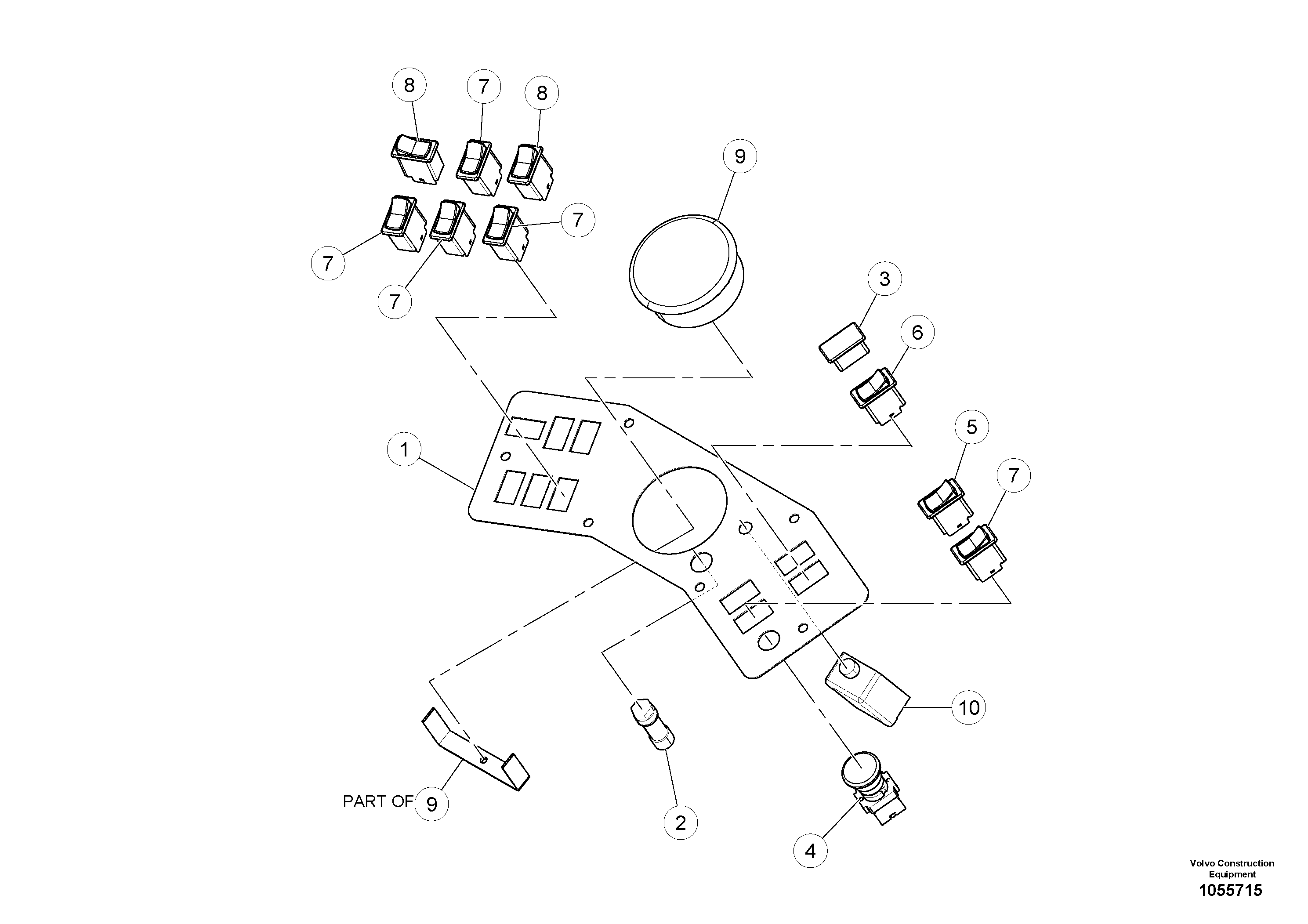 Схема запчастей Volvo PT220RH/PT240RH - 82442 Facia Panel Assembly 
