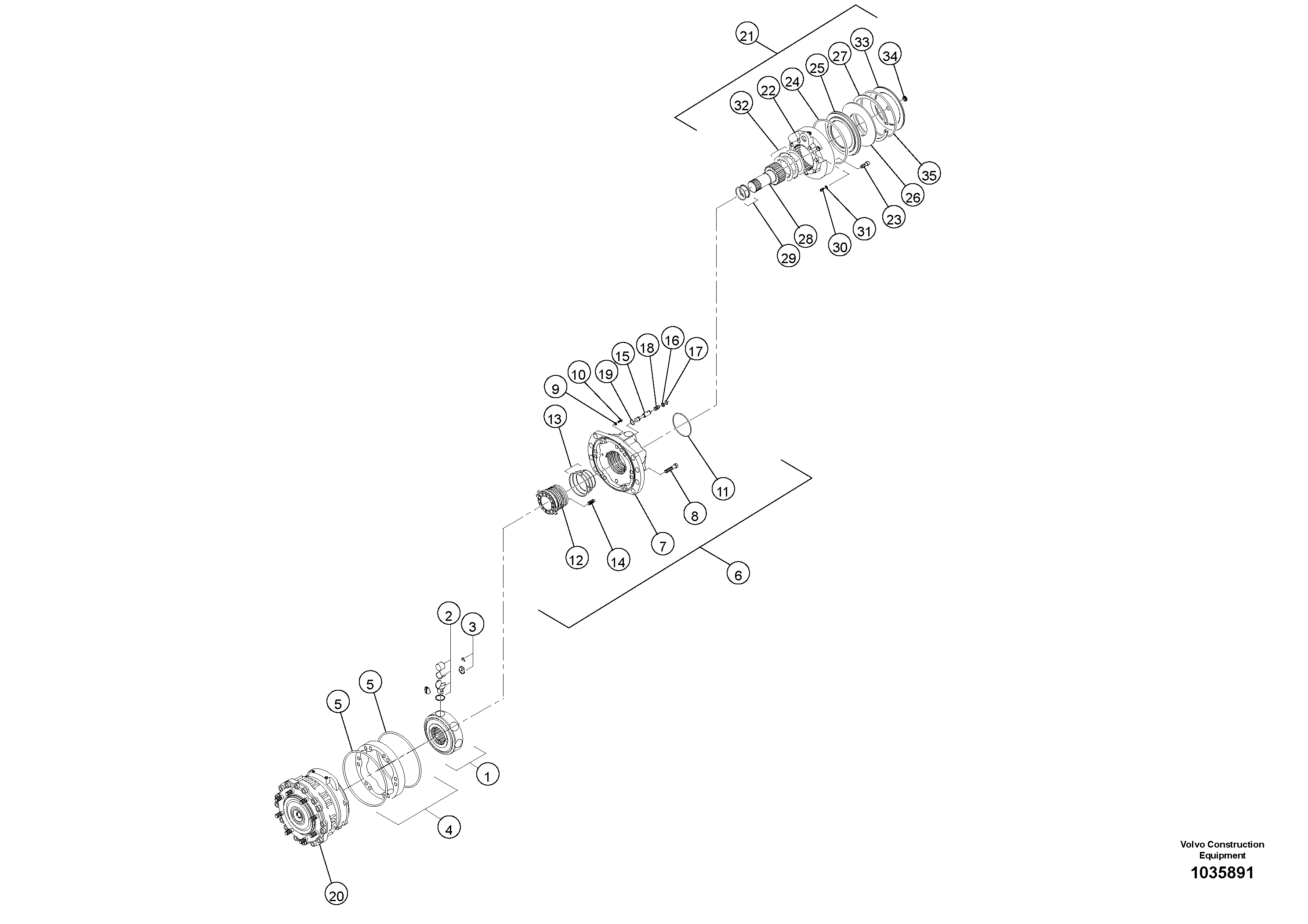 Схема запчастей Volvo PT220RH/PT240RH - 97292 Hydraulic Motor - Internal Breakdown 