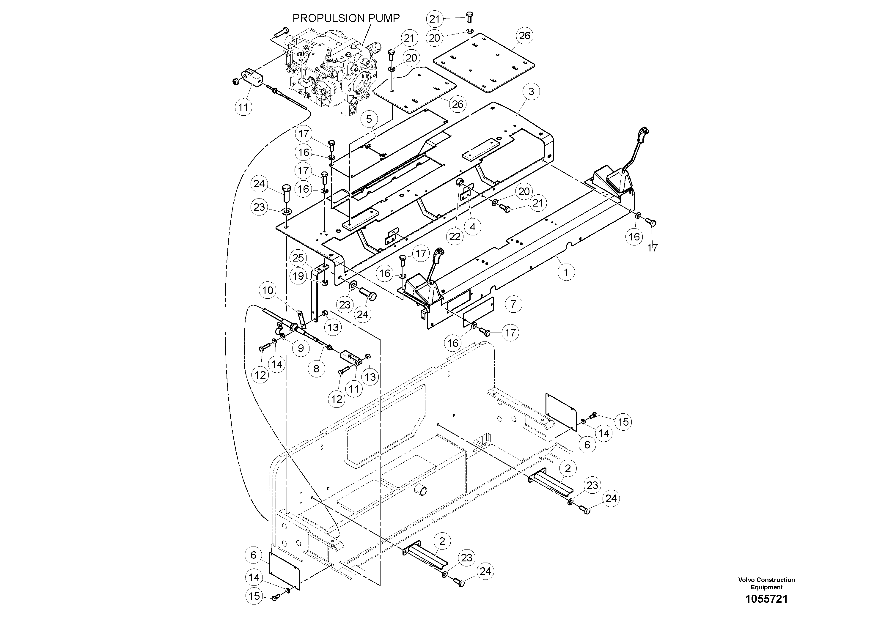Схема запчастей Volvo PT220RH/PT240RH - 106763 Propulsion Pump Assembly 
