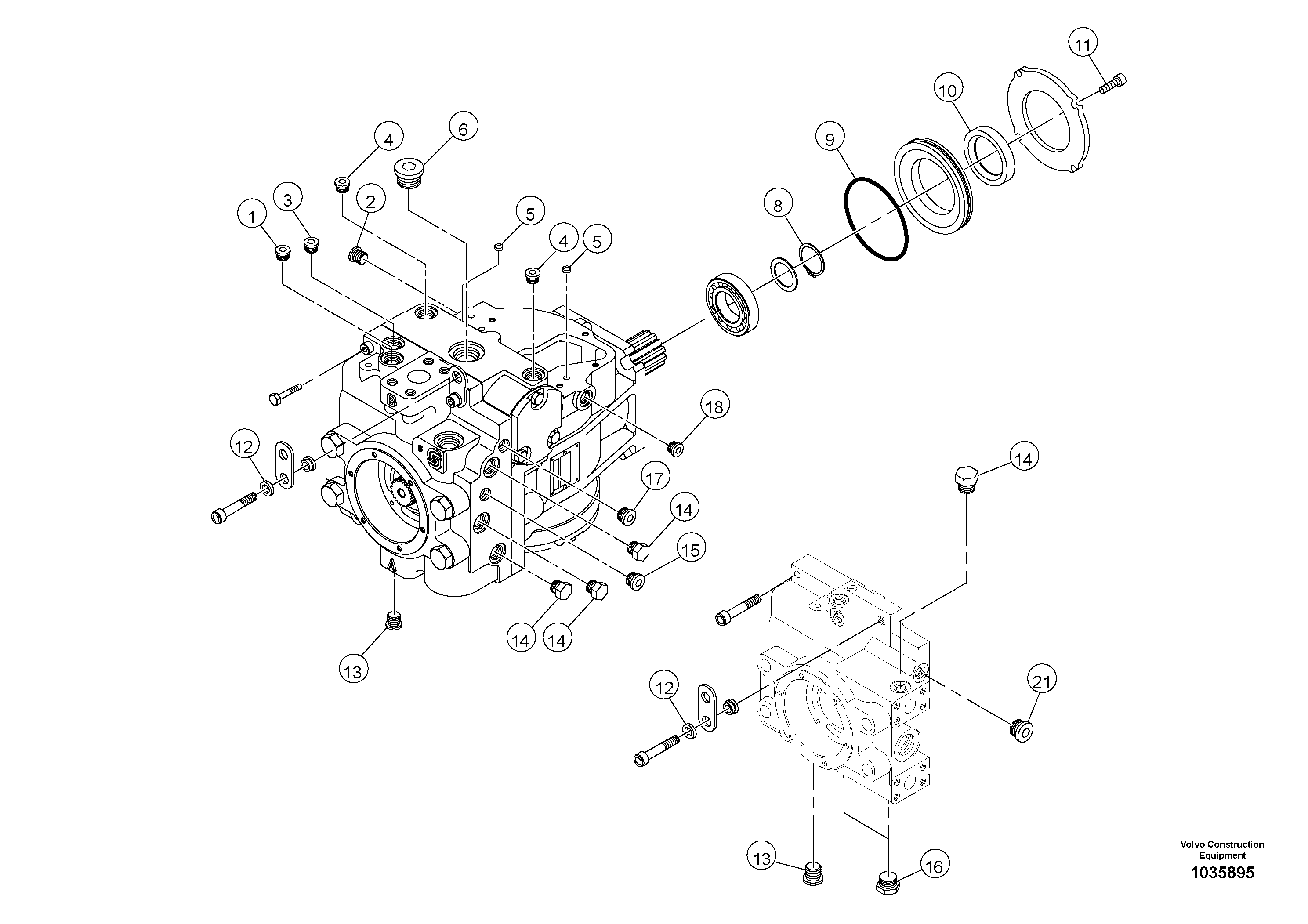 Схема запчастей Volvo PT220RH/PT240RH - 36968 Propulsion Pump - Internal Breakdown 