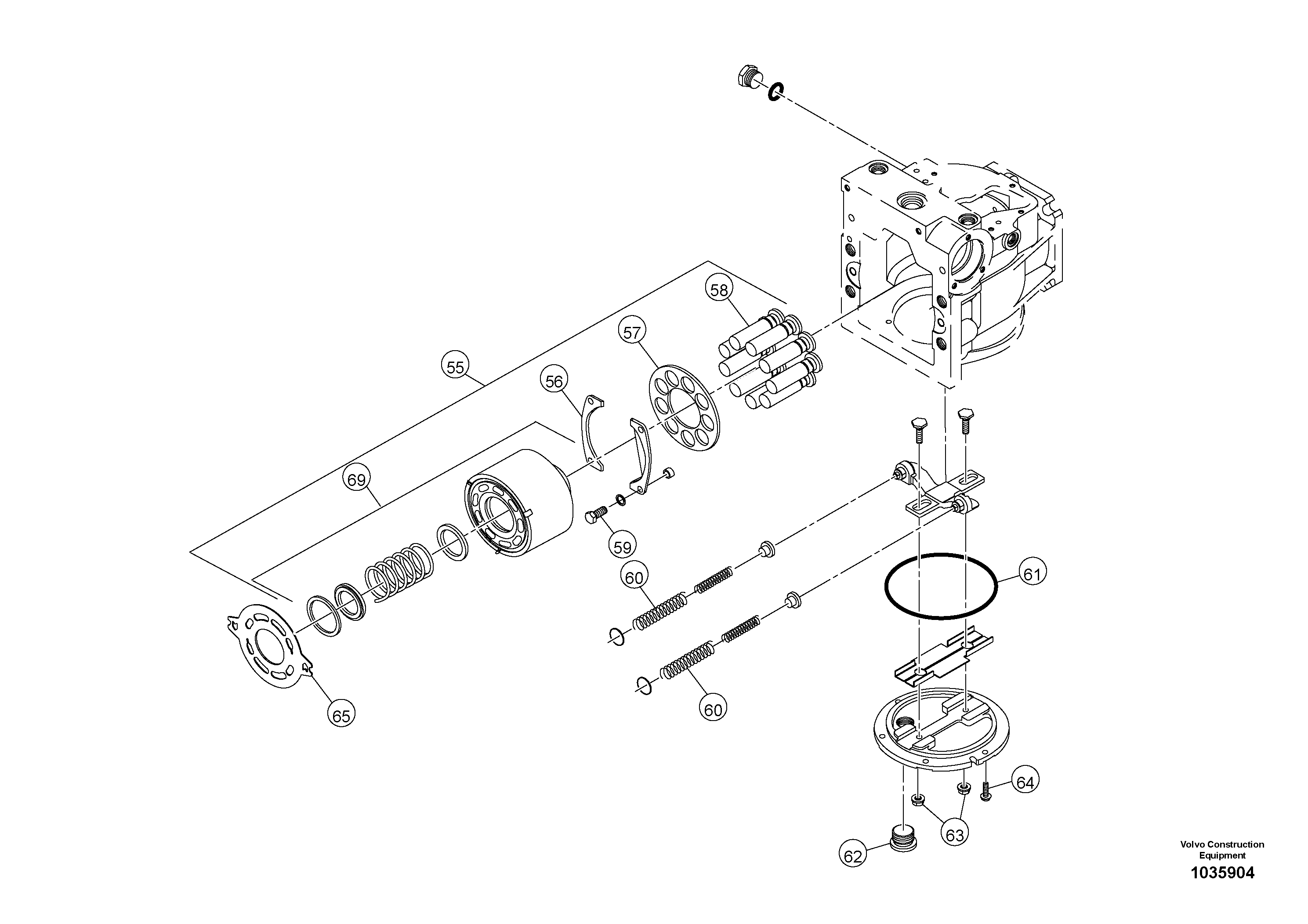 Схема запчастей Volvo PT220RH/PT240RH - 37660 Propulsion Pump - Internal Breakdown 