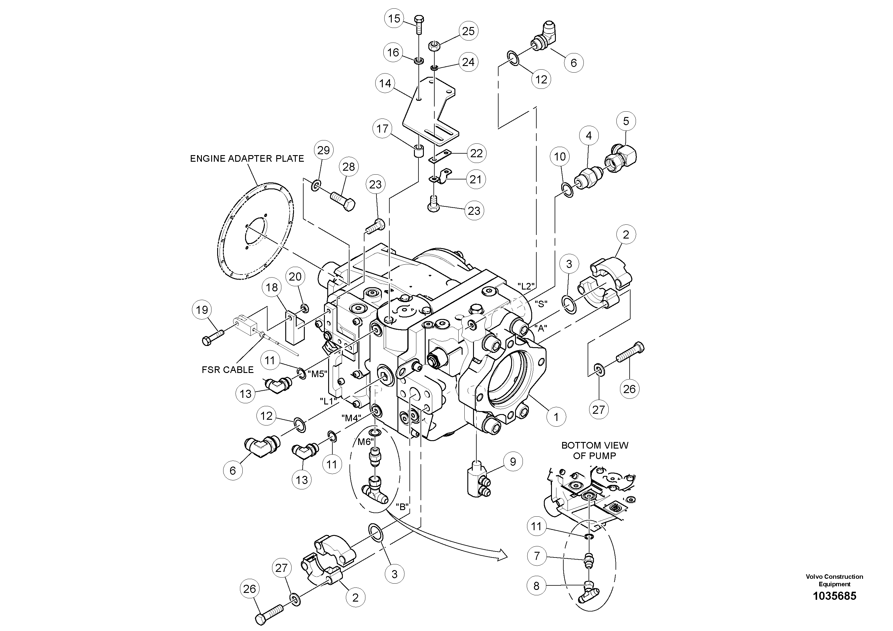 Схема запчастей Volvo PT220RH/PT240RH - 60604 Propulsion Pump Assembly 