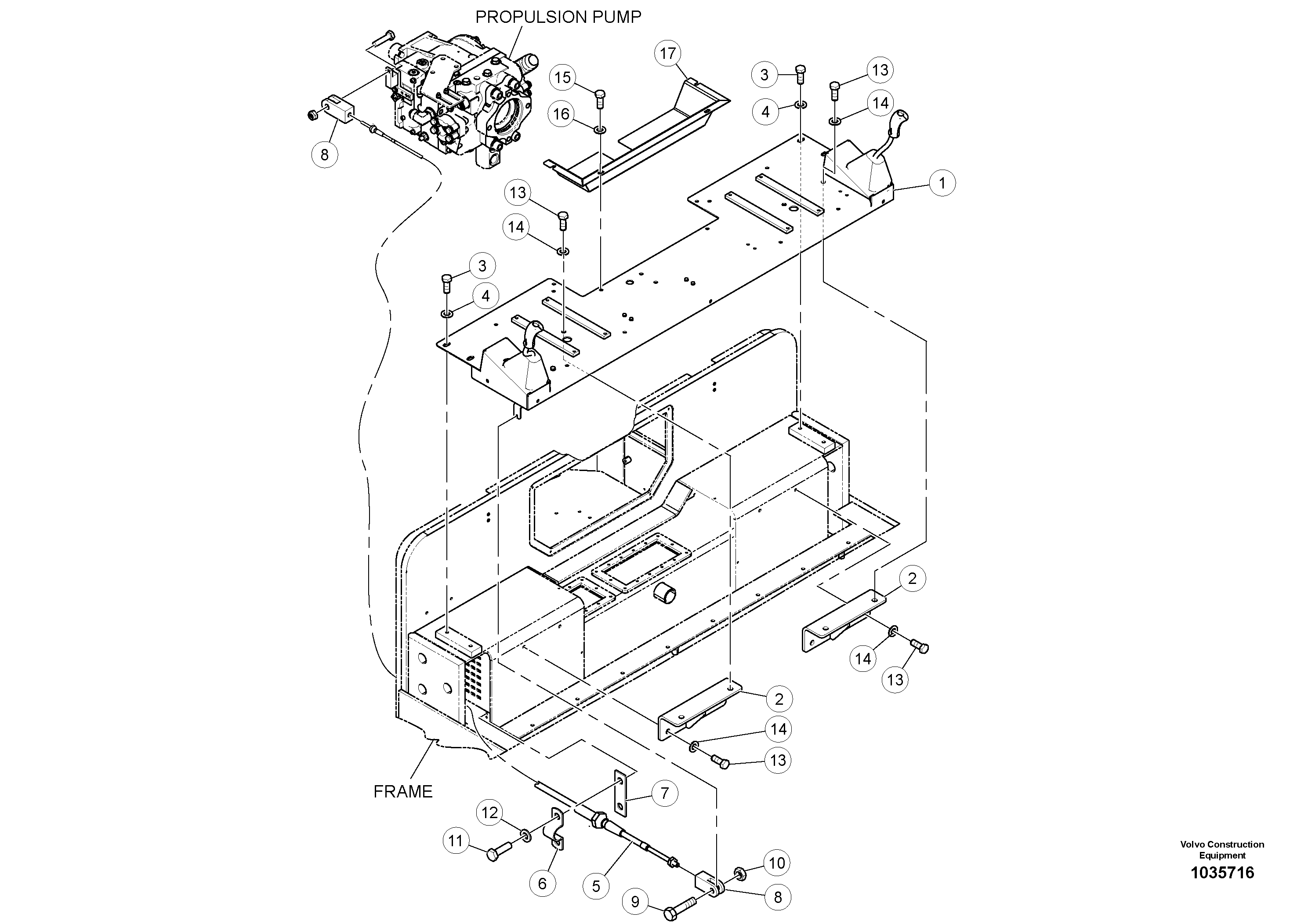 Схема запчастей Volvo PT220RH/PT240RH - 60605 Propulsion Lever Installation 