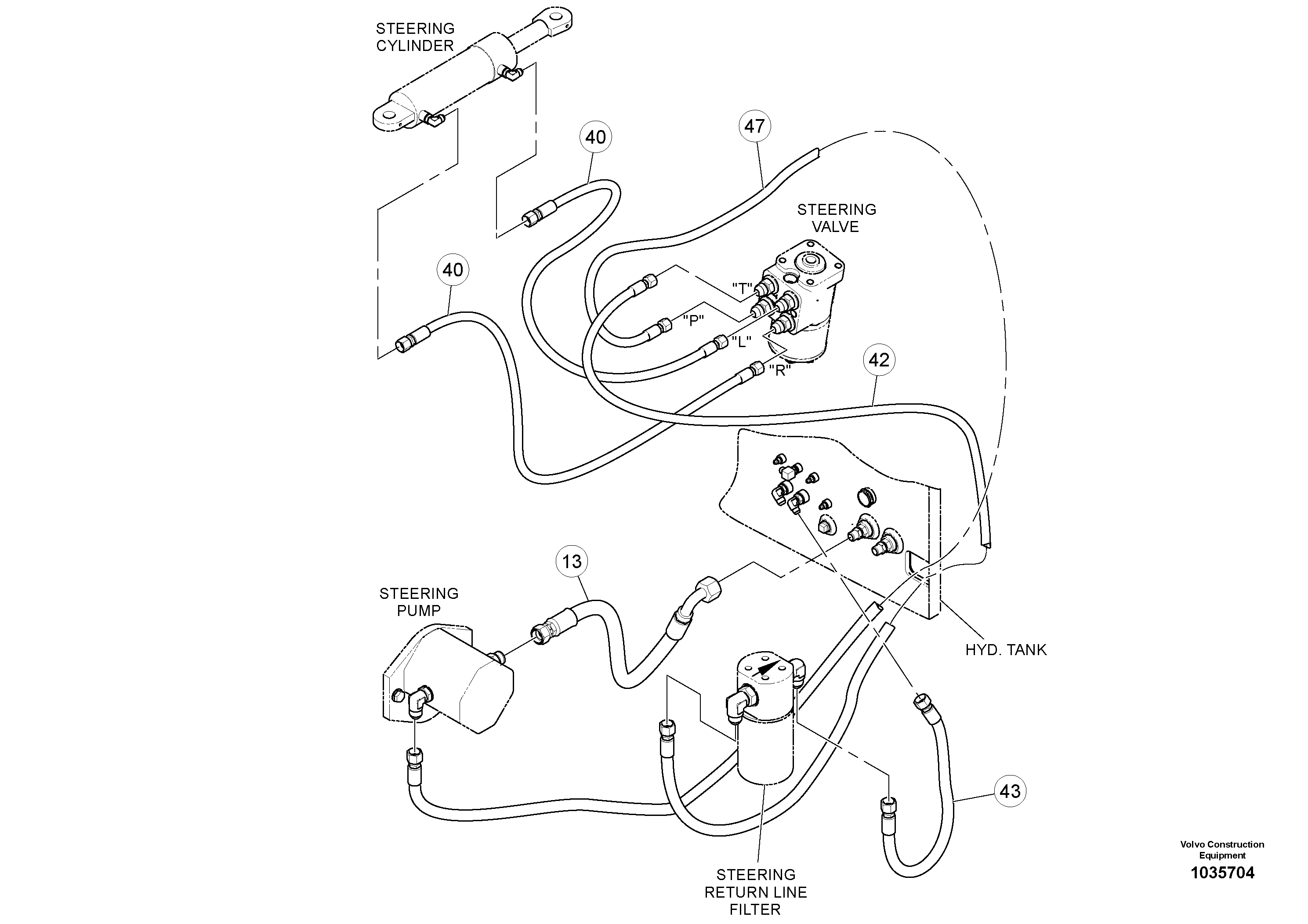 Схема запчастей Volvo PT220RH/PT240RH - 52761 Steering Hose Installation 