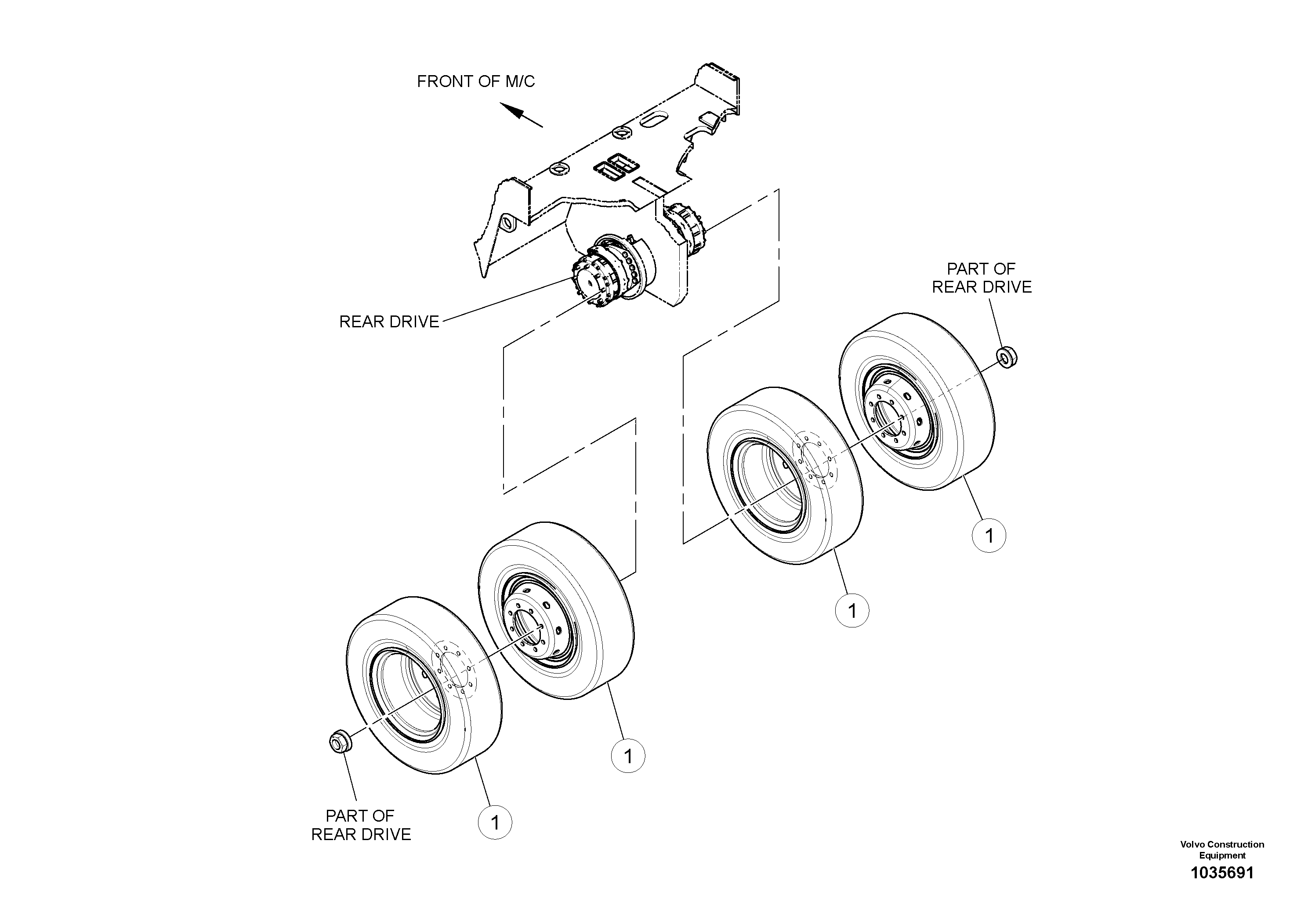 Схема запчастей Volvo PT220RH/PT240RH - 47317 Rear Tire Installation 